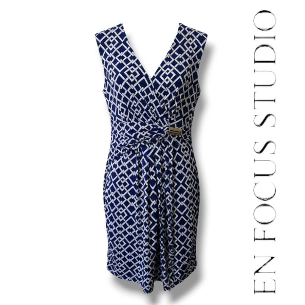 Other En Focus Studio Women’s Blue White Sleeveless Stretch dress Size S / US 4 / IT 40 - 9 Thumbnail