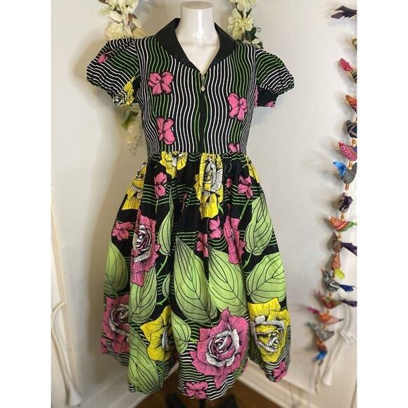 Designer Afrothrone Made to Order African Print Short Sleeve Cotton M Size S / US 4 / IT 40 - 14 Thumbnail