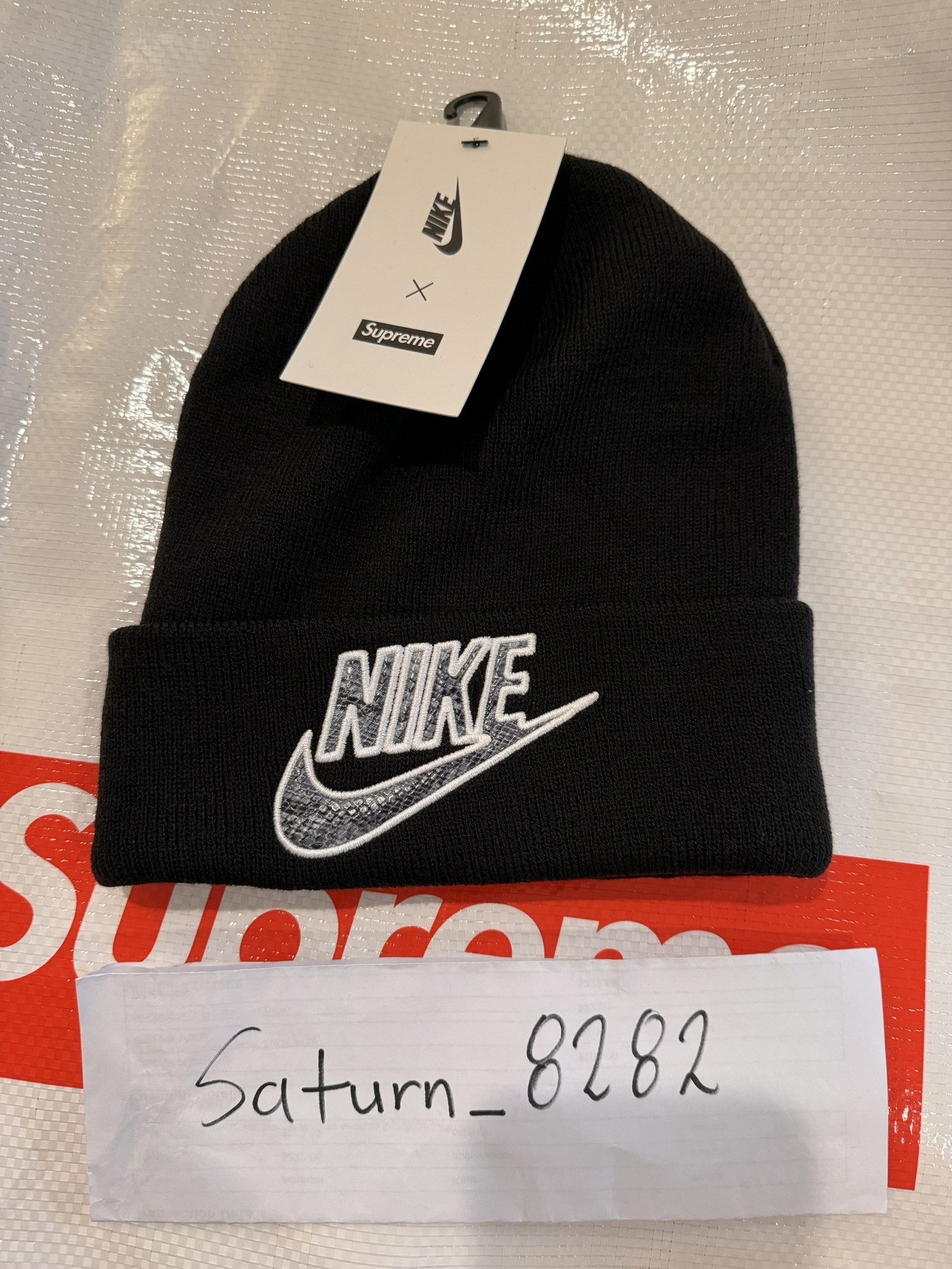 Supreme Supreme x Nike snakeskin beanie black | Grailed