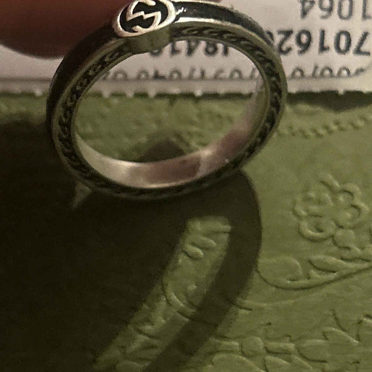 Gucci Gucci Interlocking G Enamel Thin Ring Black Ag925 701620 Size ONE SIZE - 4 Thumbnail