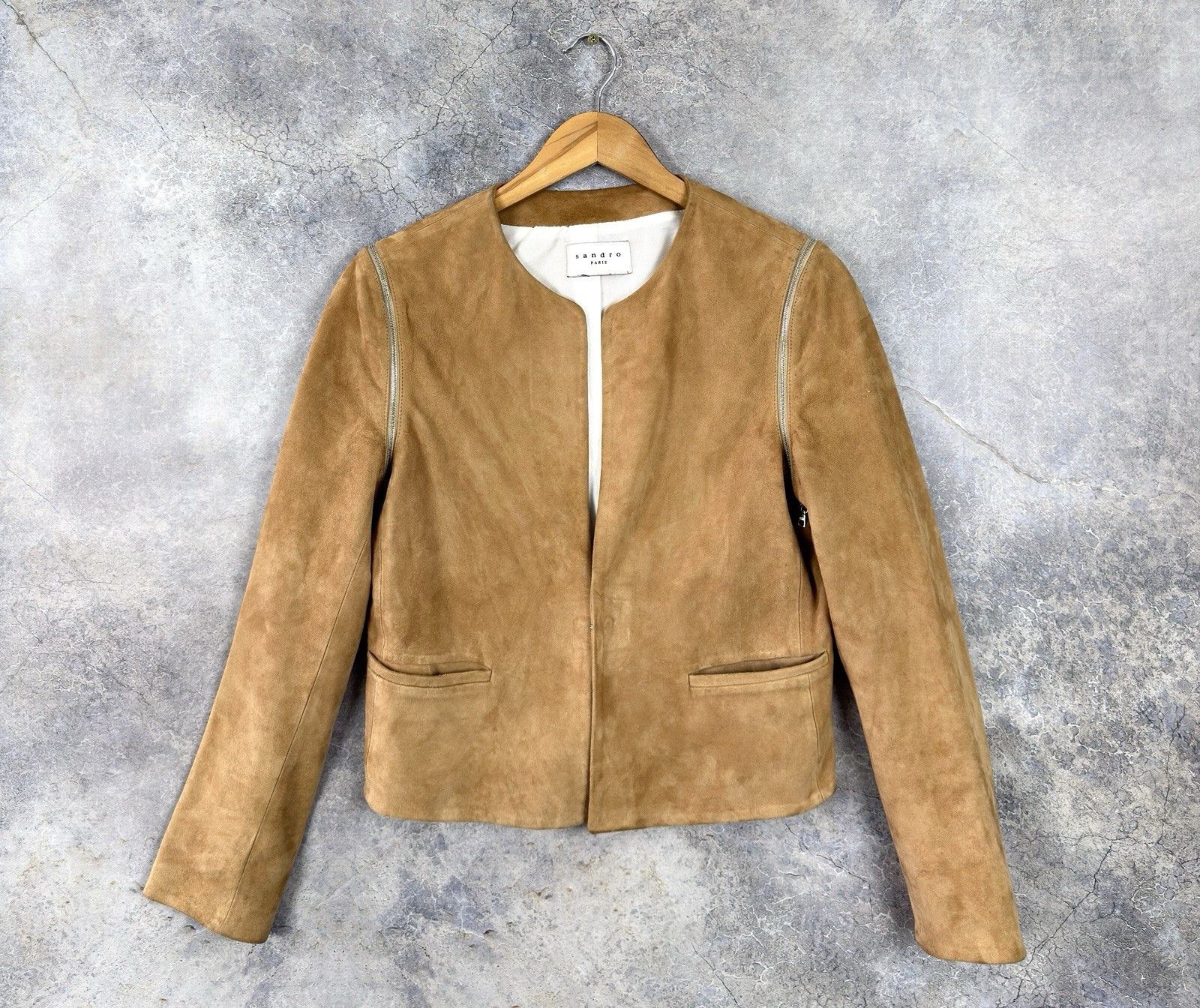 Sandro SANDRO Paris Suede Leather Womens Jacket Removable Sleeves Size M / US 6-8 / IT 42-44 - 1 Thumbnail