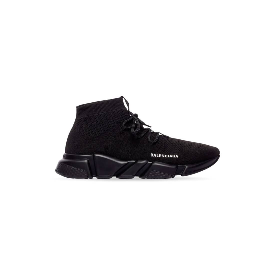 Balenciaga o1tr1nto0525 Speed Lace-Up Recycled Knit Sneakers in Black Size US 6 / EU 39 - 1 Thumbnail