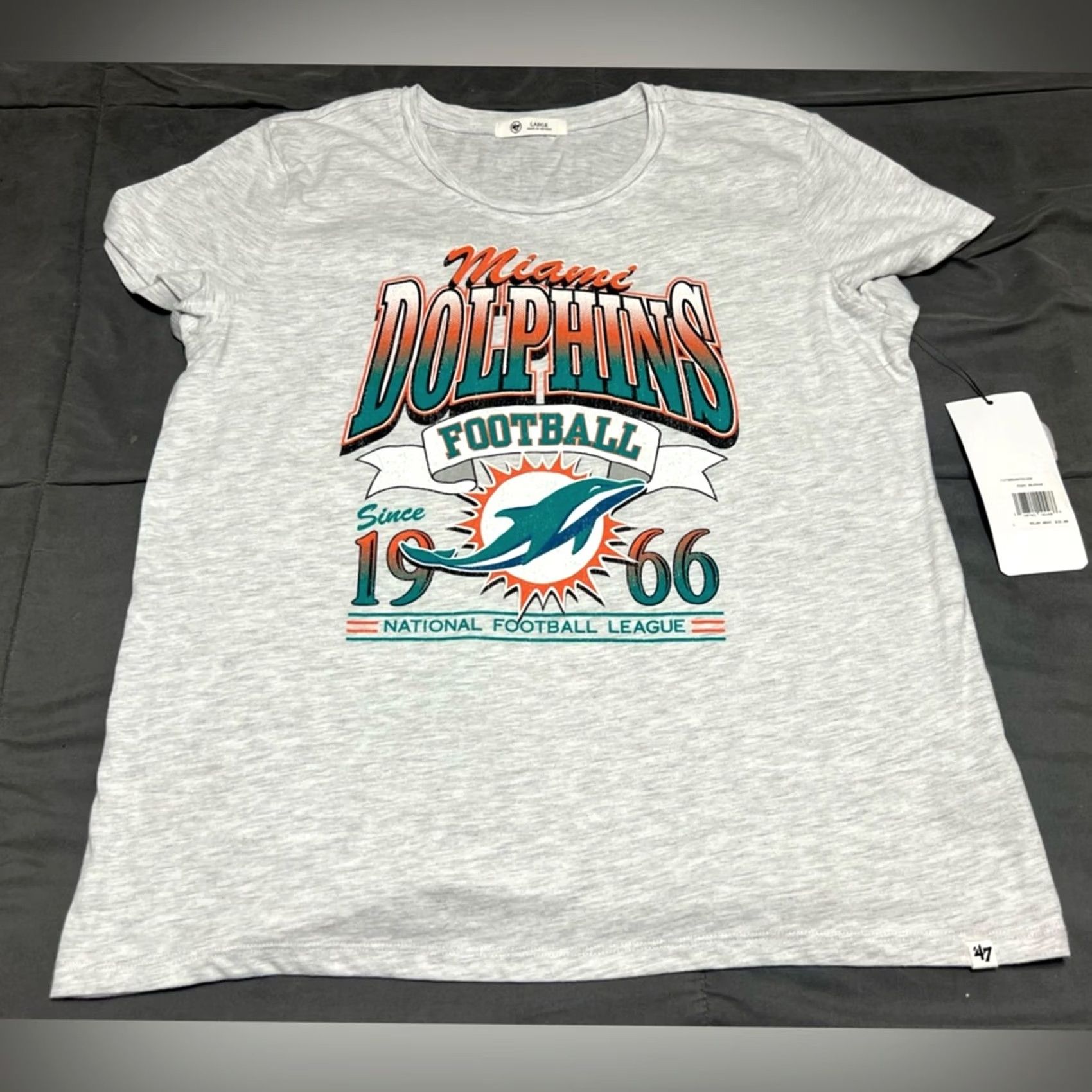 47 NWT 47 Women's Miami Dolphins Rimrocker T-Shirt LARGE - Grey Size L / US 10 / IT 46 - 2 Thumbnail