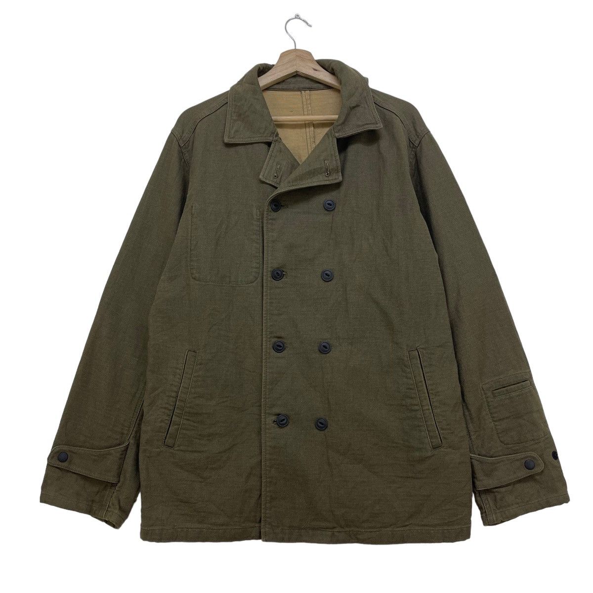 image of Army Of Me x Takeo Kikuchi Takeo Kikuchi Double Colla in Olive, Men's (Size Medium)