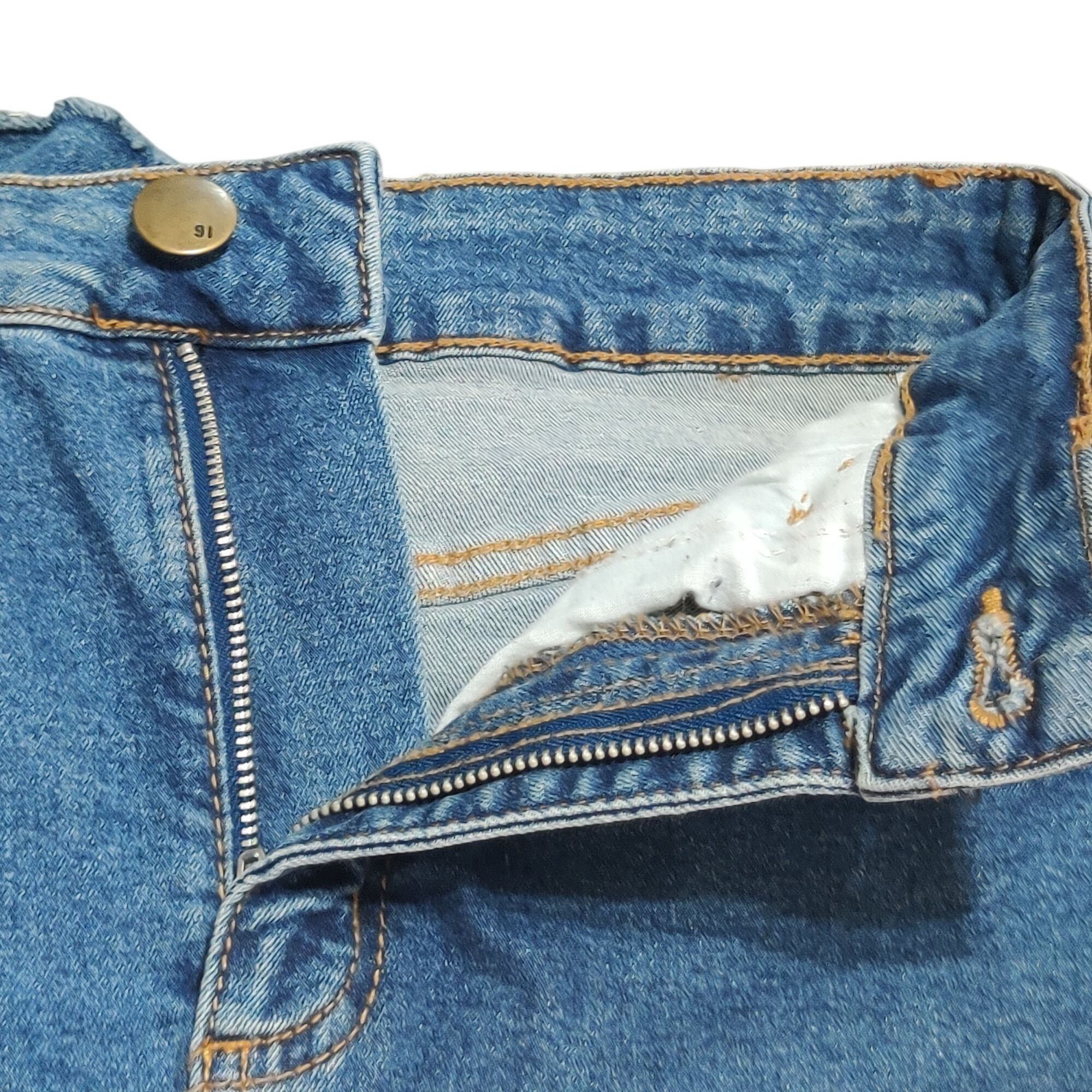 Cotton On Cotton On 4 Blue Raw Hem Denim Mini Skirt Distressed Fray Ca Size 27" / US 4 / IT 40 - 3 Thumbnail