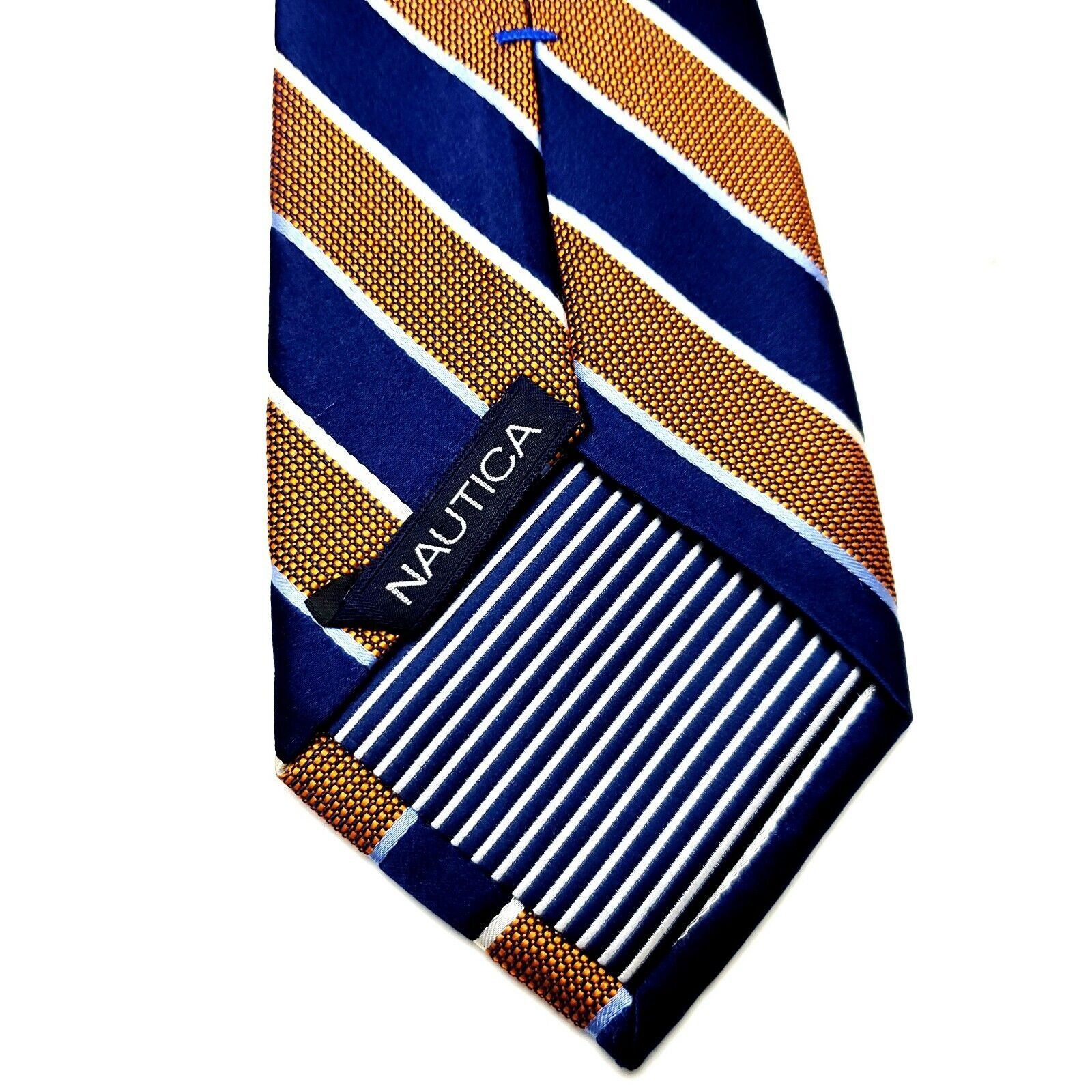 Nautica Nautica Silk Tie Woven Blue Brown Woven Striped Classic Size ONE SIZE - 3 Thumbnail