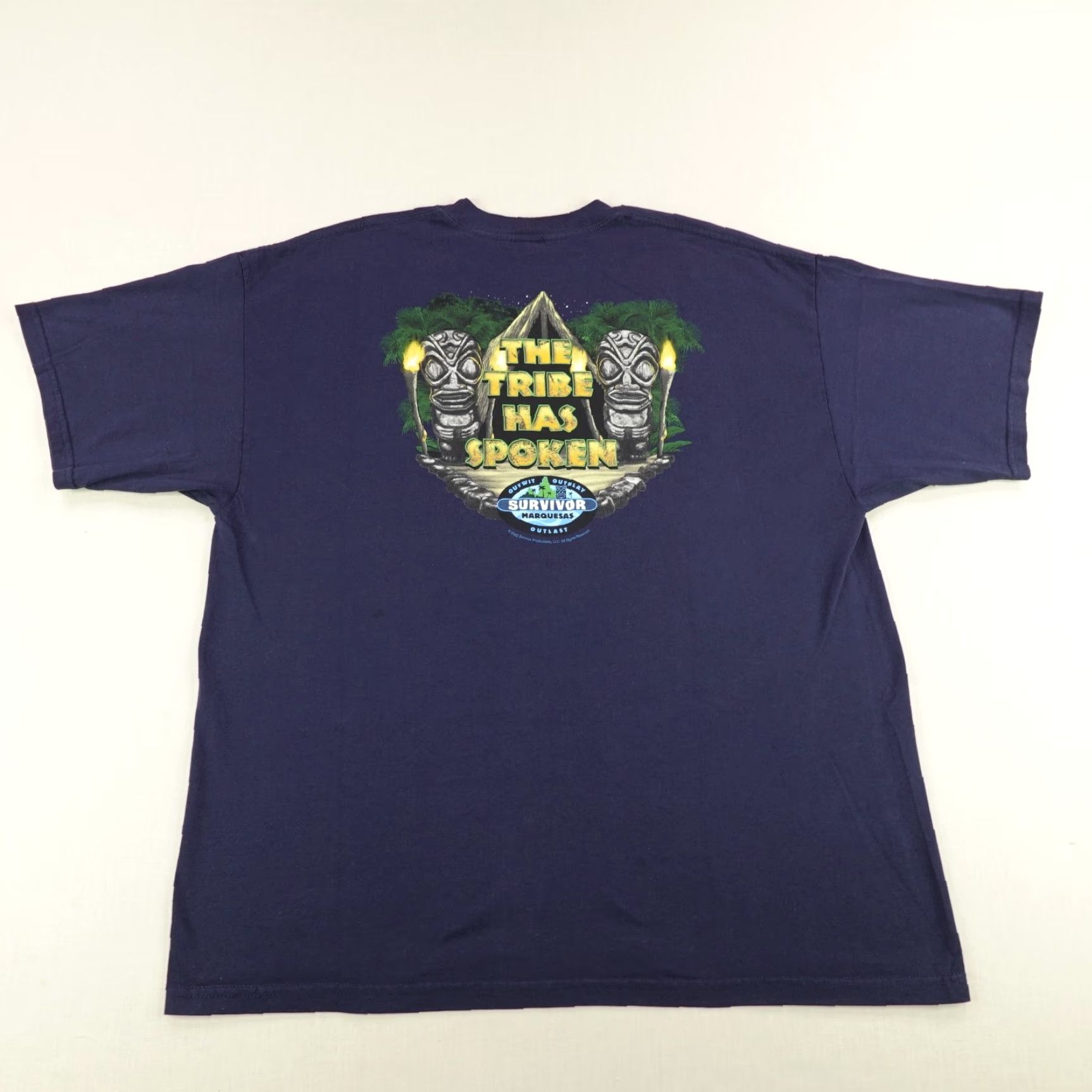 Vintage VINTAGE Survivor T-Shirt Mens 2XL Blue 2000s Y2K Graphic Print Beach Tribal Logo Short Sleeve Crew Neck - 2XL Mens Size US XXL / EU 58 / 5 - 4 Thumbnail