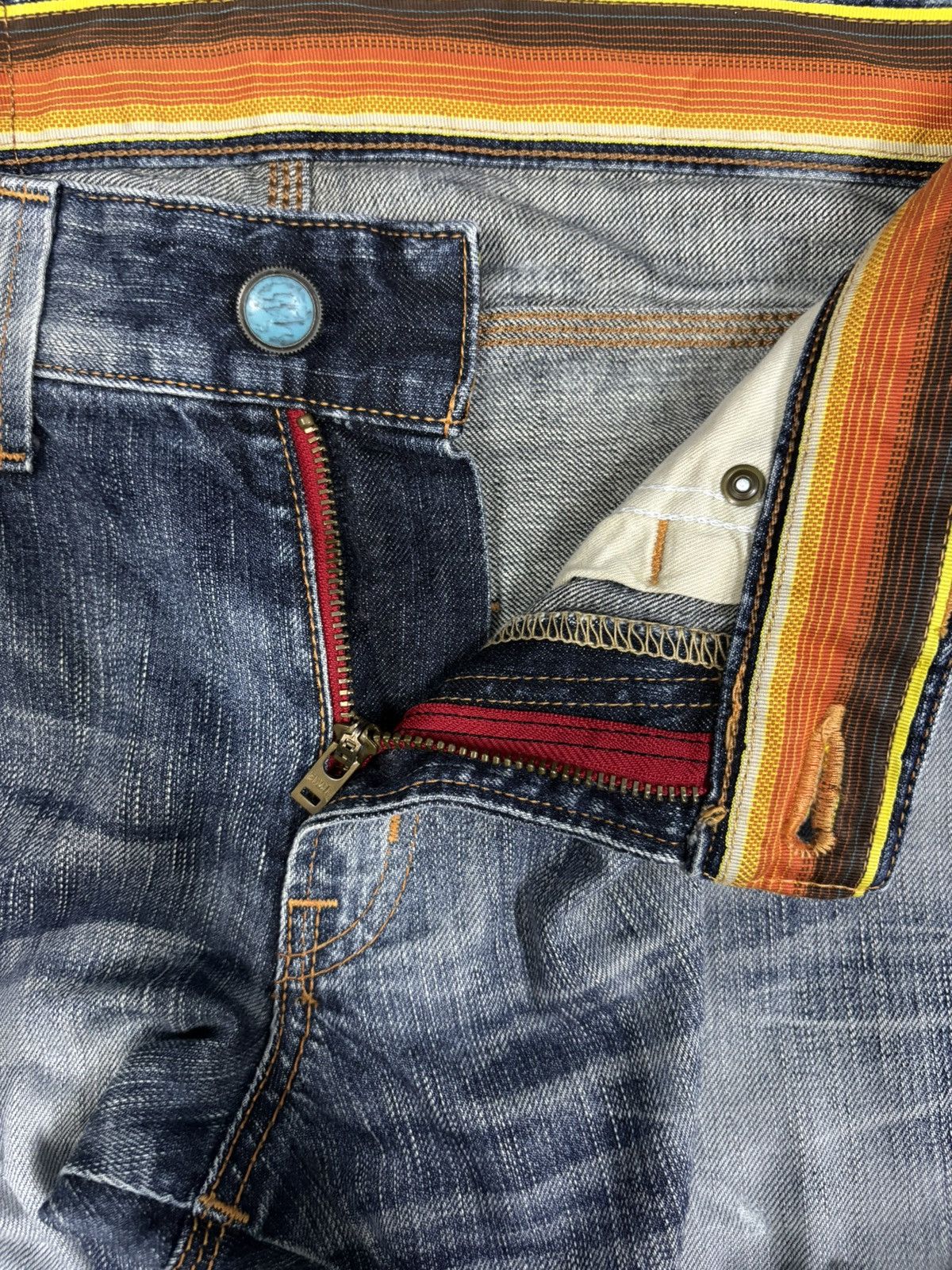 Edwin Vintage Edwin Blue Trip Faded Wash Flare Distressed Jeans Size US 33 - 18 Thumbnail