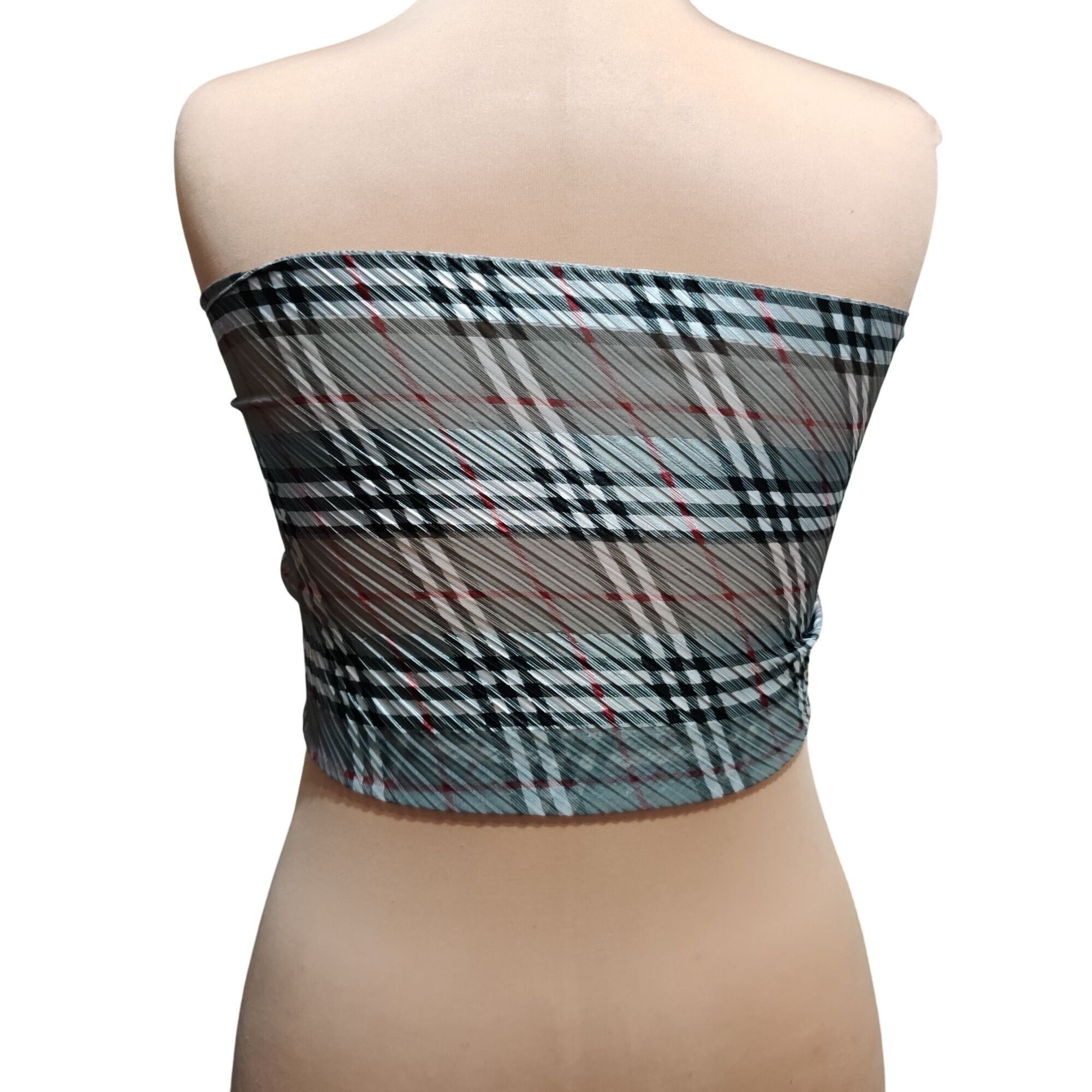 Other Classic Nova Check Plaid Scarf Neutral Gray Black Crinkle Pl Size ONE SIZE - 5 Thumbnail