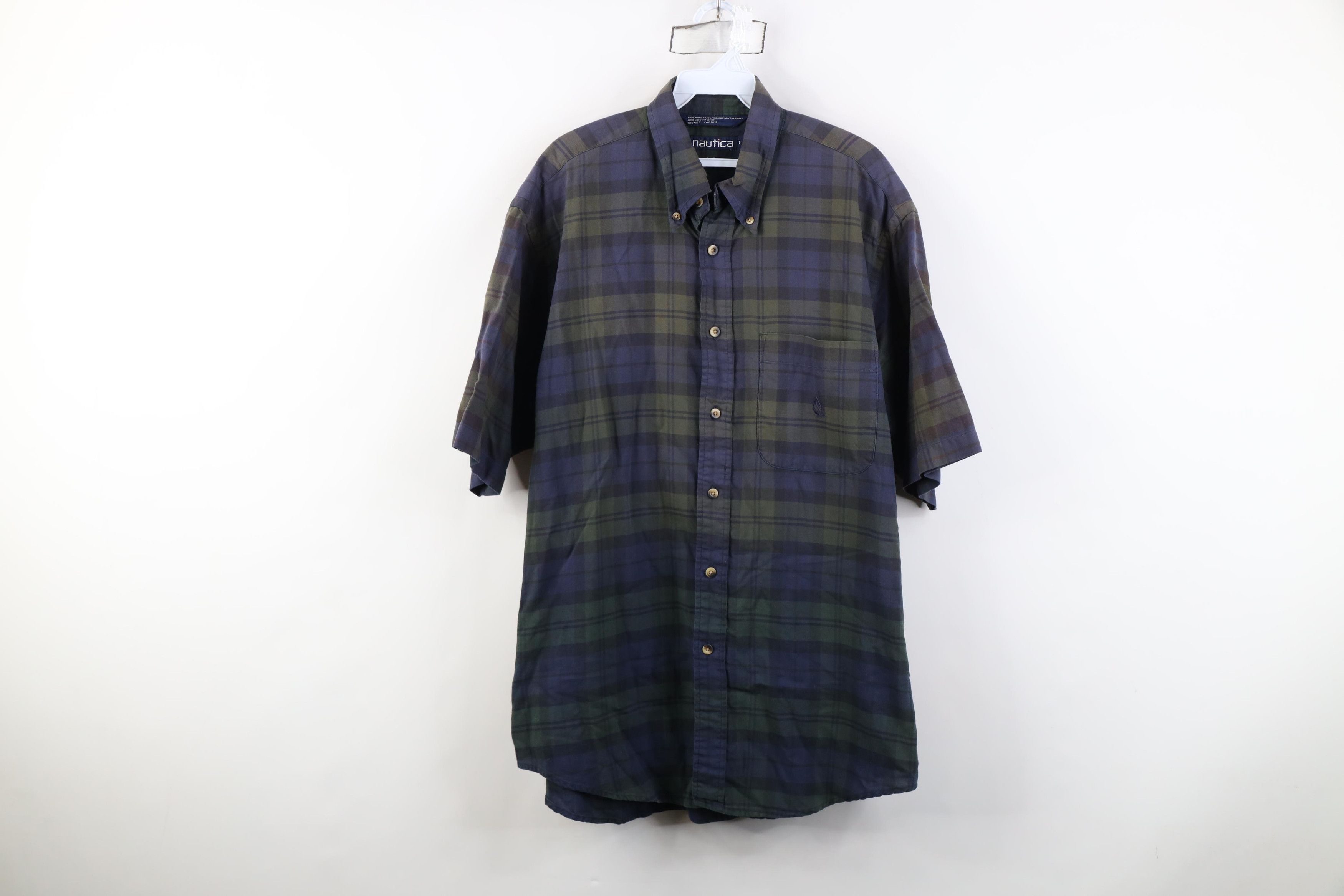 Nautica Vintage 90s Nautica Short Sleeve Button Down Shirt Plaid Size US L / EU 52-54 / 3 - 1 Thumbnail