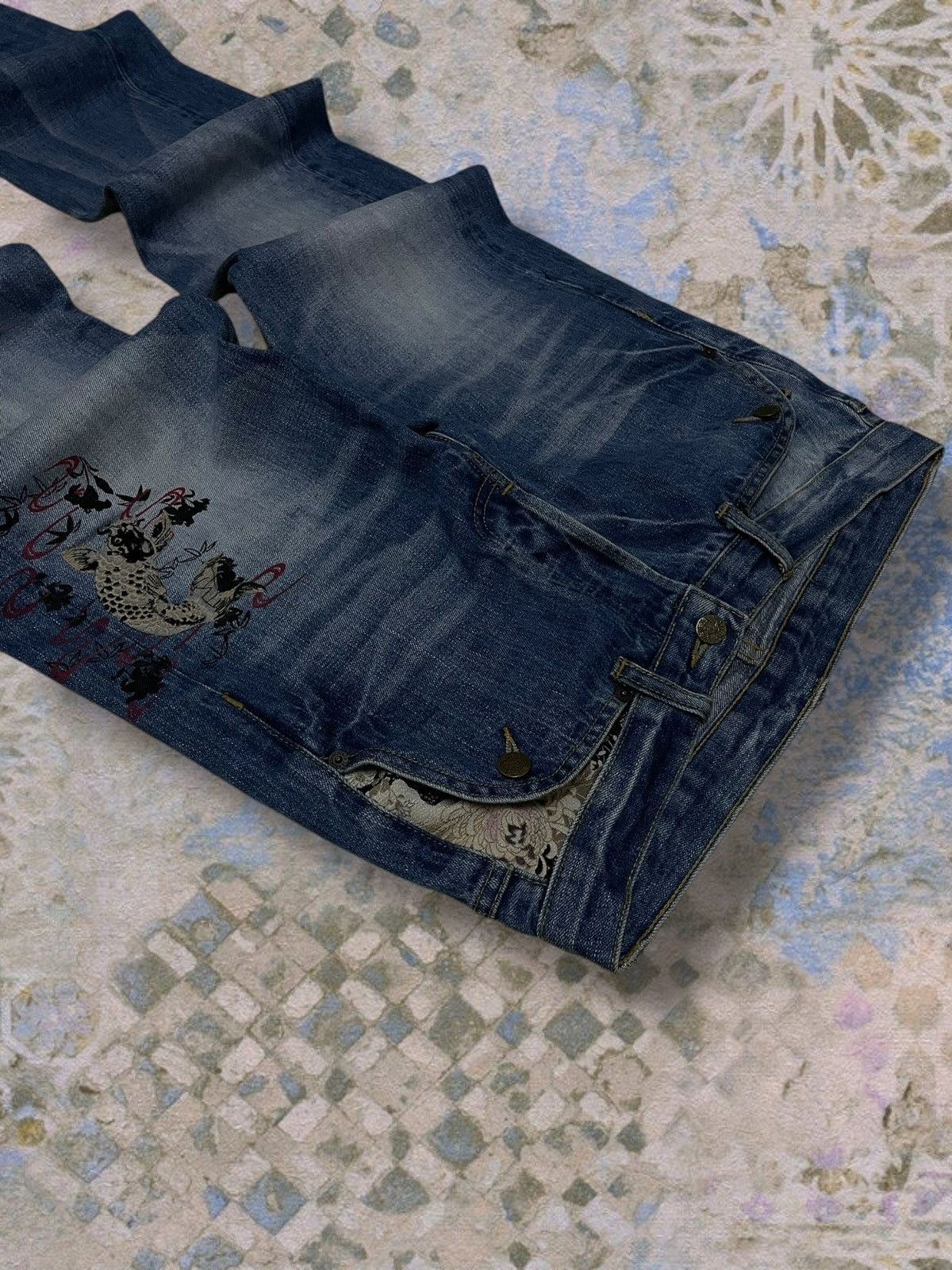 Takeo Kikuchi Vintage Og 1990s Japan Takeo Kikuchi Traditional Koi Denim Size US 32 / EU 48 - 9 Thumbnail