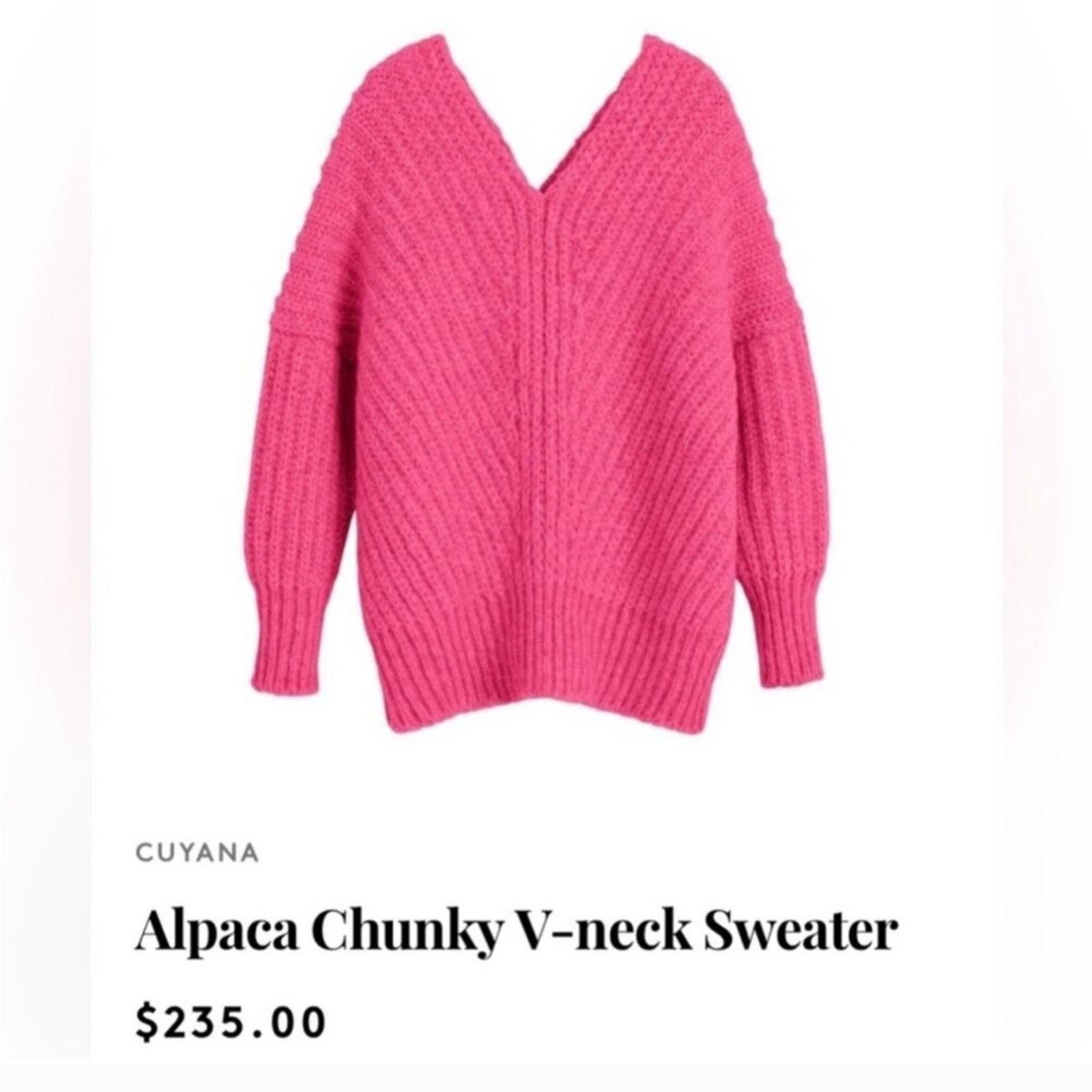 Other Cuyana Womens Alpaca /Wool Chunky V Neck Azalea Sweater XS/S Size S / US 4 / IT 40 - 3 Thumbnail