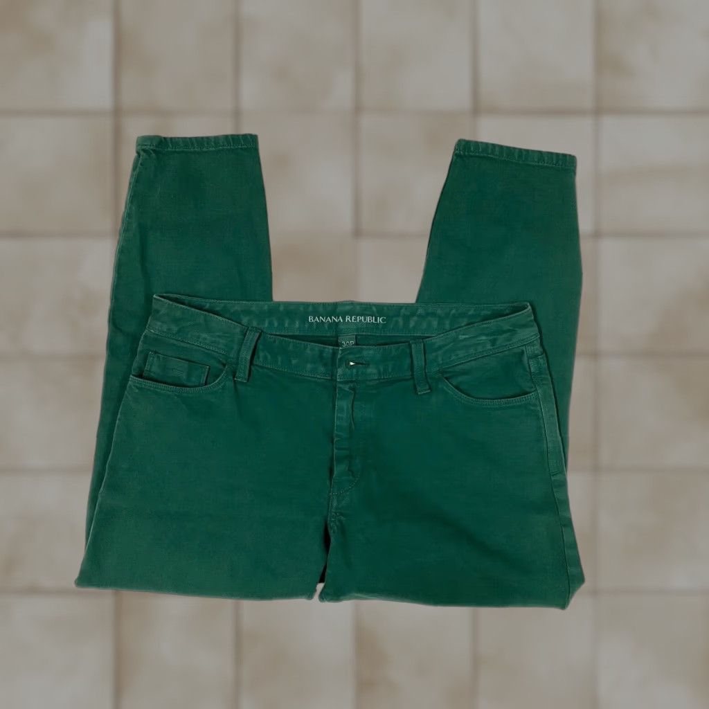 Banana Republic Banana Republic Jeans Womens 30P Skinny Denim Cotton Blend Zip Green 24in Inseam Regular Pockets Womens Size 30" / US 8 / IT 44 - 1 Thumbnail