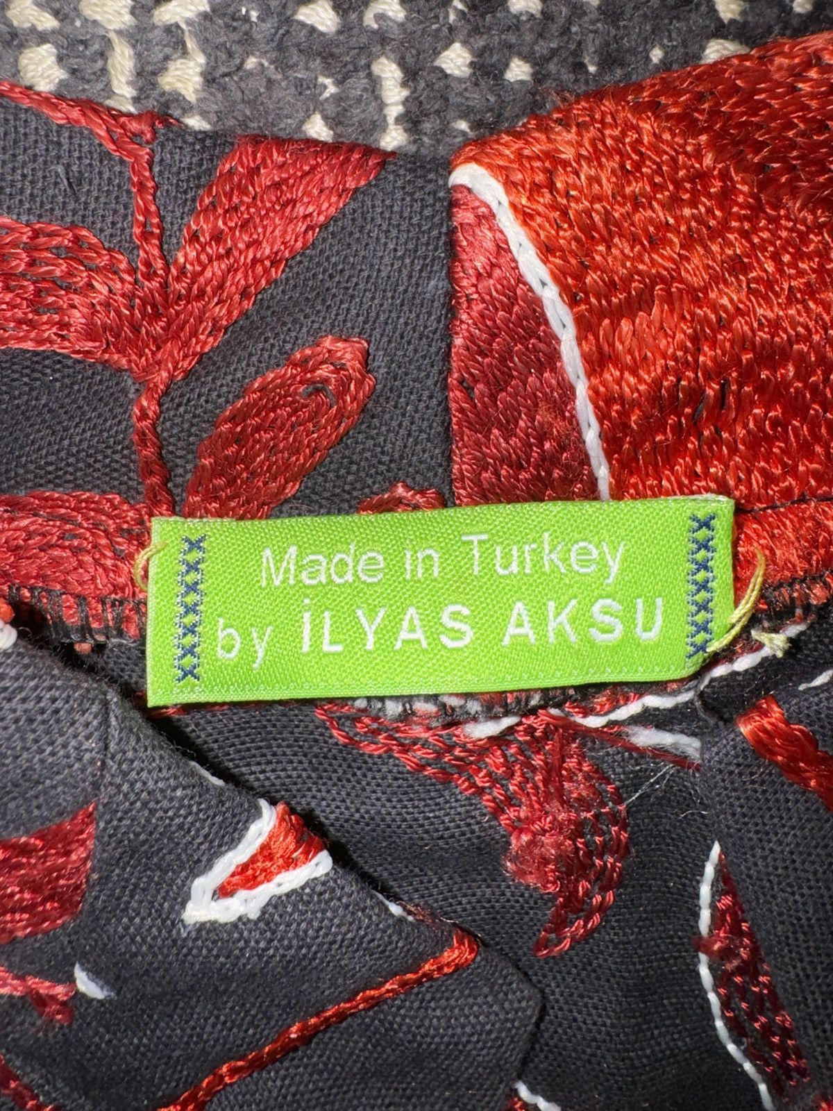 Handmade Turkish Red Black Handmade Embroidered Full Length Kaftan Size ONE SIZE - 10 Thumbnail