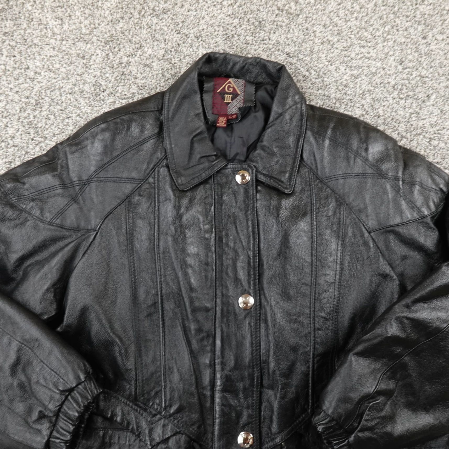 G-III VTG G III Jacket Womens L Black Leather Zip Button Parka Trench Coat Motorcycle Bar? Size L / US 10 / IT 46 - 2 Thumbnail