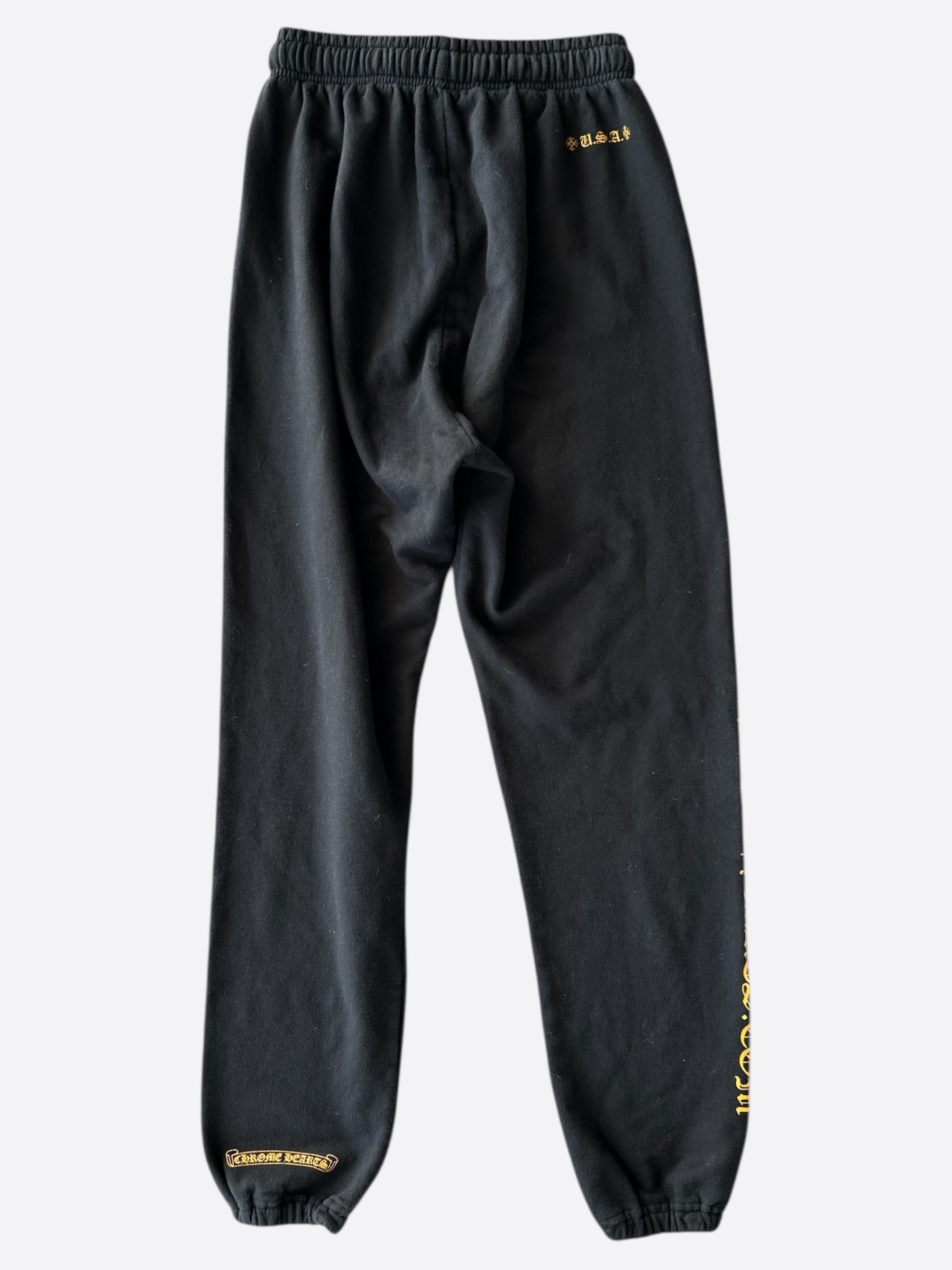 Chrome Hearts Black & Yellow Online Exclusive Horseshoe Logo Sweatpants Size US 28 / EU 44 - 2 Thumbnail