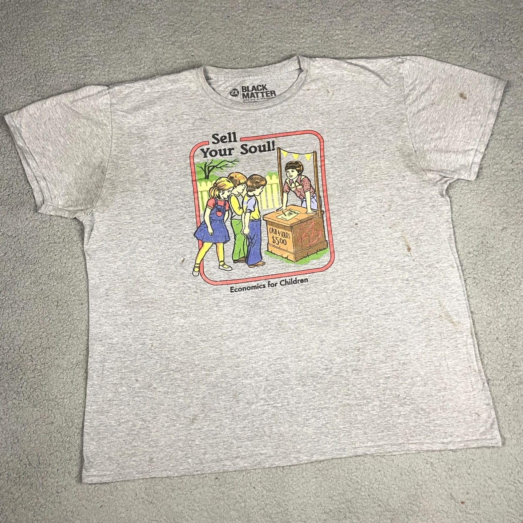 Vintage Black Matter Steven Rhodes Economics for Children Sell Your Soul Tshirt Mens XXL Gray Logo 70s 80s Funny Hipster TV Short Sleeve Cotton Vintage N/A Size US XXL / EU 58 / 5 - 3 Thumbnail