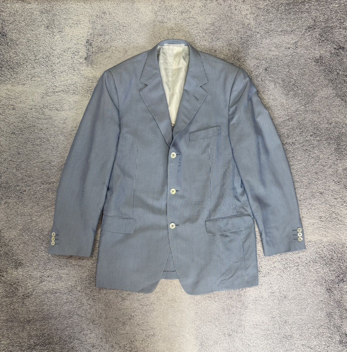 Ermenegildo Zegna Ermenegildo Zegna Soft Silk Blazer 52R Seersucker Luxury Size 42R - 1 Thumbnail