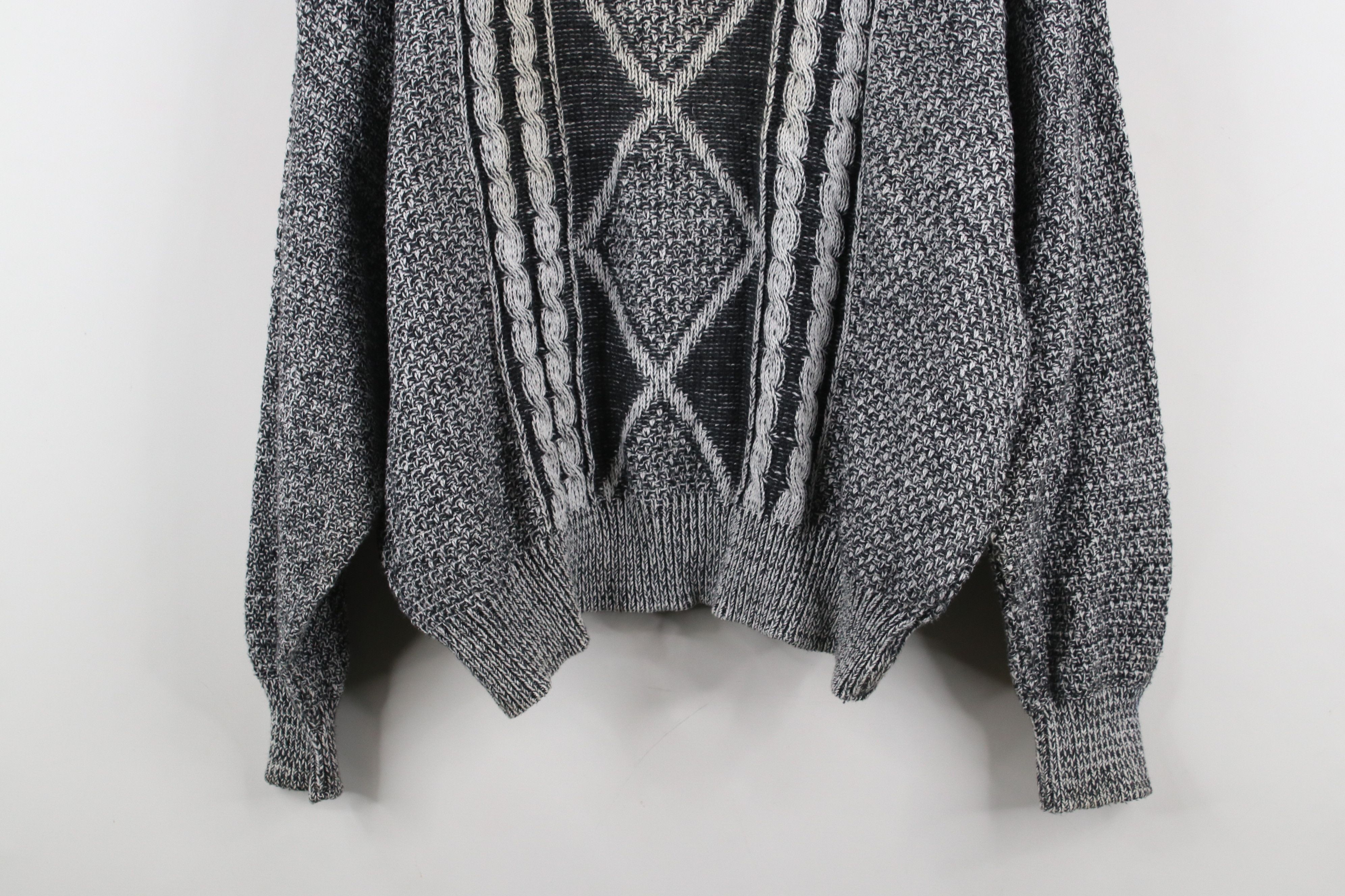 Vintage Vintage 90s Streetwear Geometric Thermal Cable Knit Sweater Size XL / US 12-14 / IT 48-50 - 3 Thumbnail