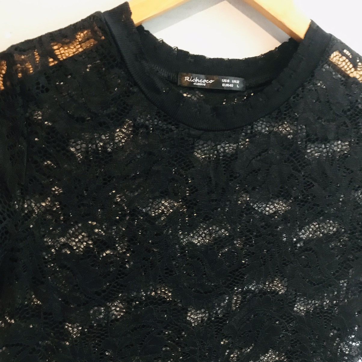 Japanese Brand Floral Lace Mesh Top Size L / US 10 / IT 46 - 4 Thumbnail