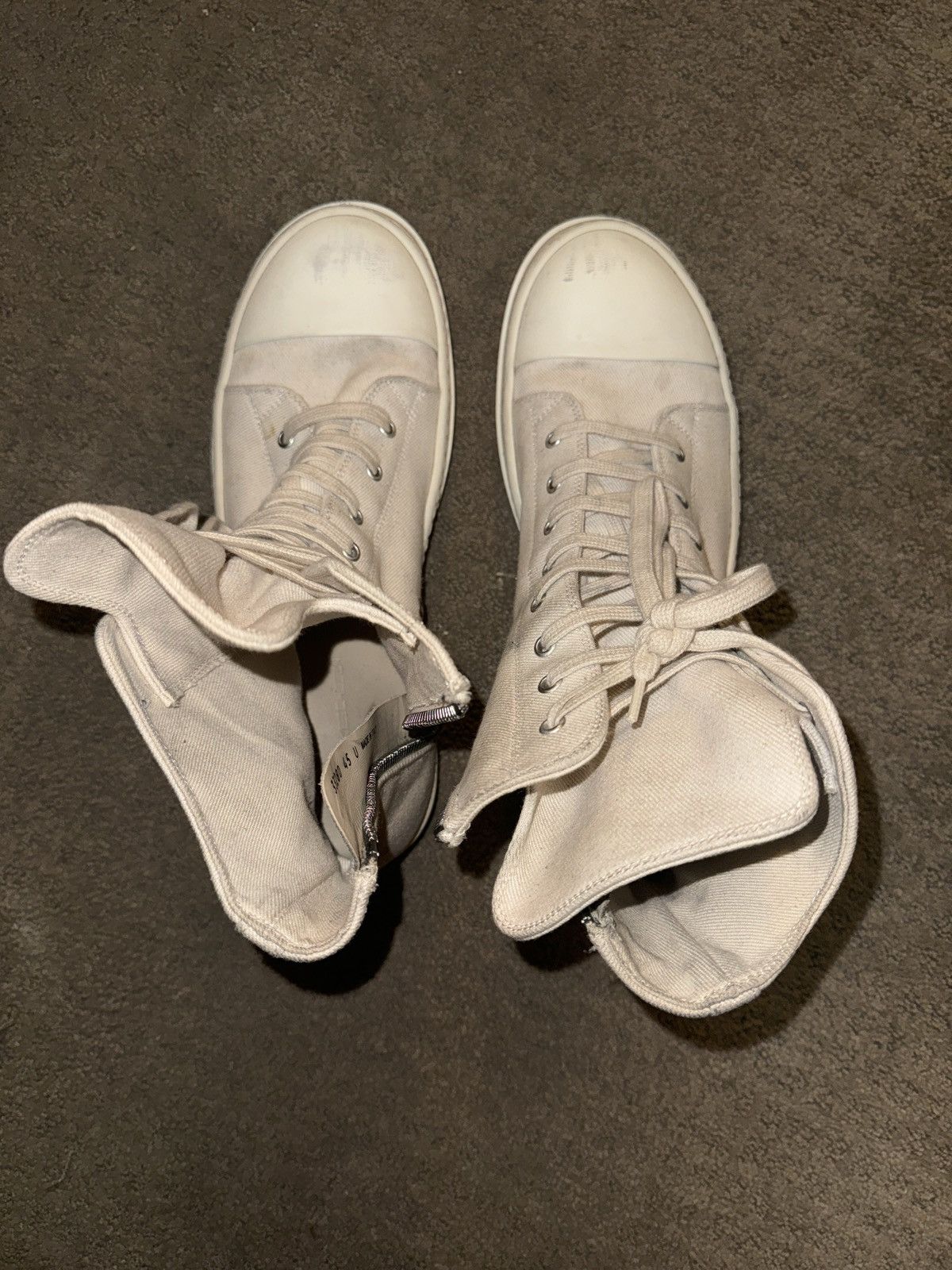 Rick Owens Drkshdw Rick Owen Drkshadw White High Tops Size US 13 / EU 46 - 6 Thumbnail