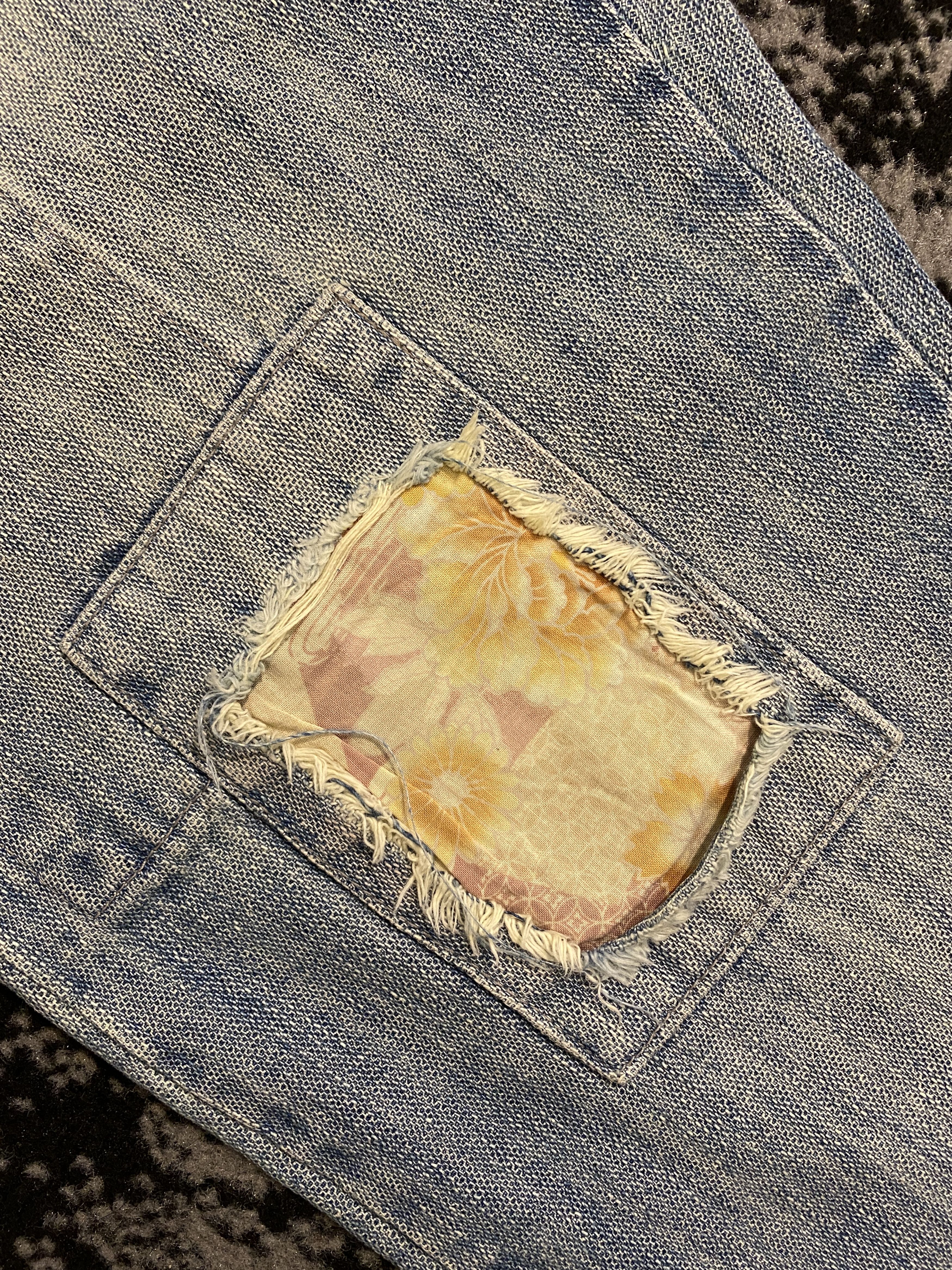 Japanese Brand Floral Patchwork Ripped Denim Vintage Japanese Brand Size US 33 - 6 Thumbnail
