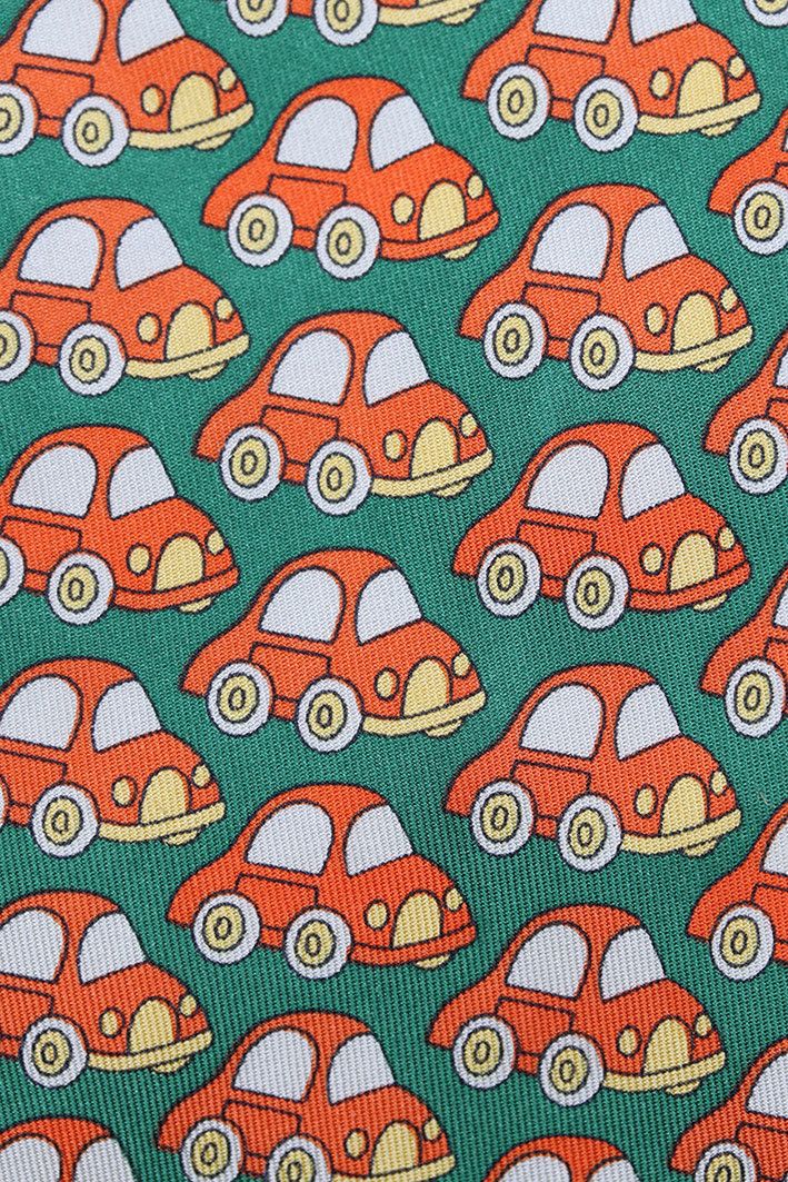 Nazareno Gabrielli Vintage Nazareno Gabrielli Tie with Red Cars on Green Size ONE SIZE - 6 Thumbnail