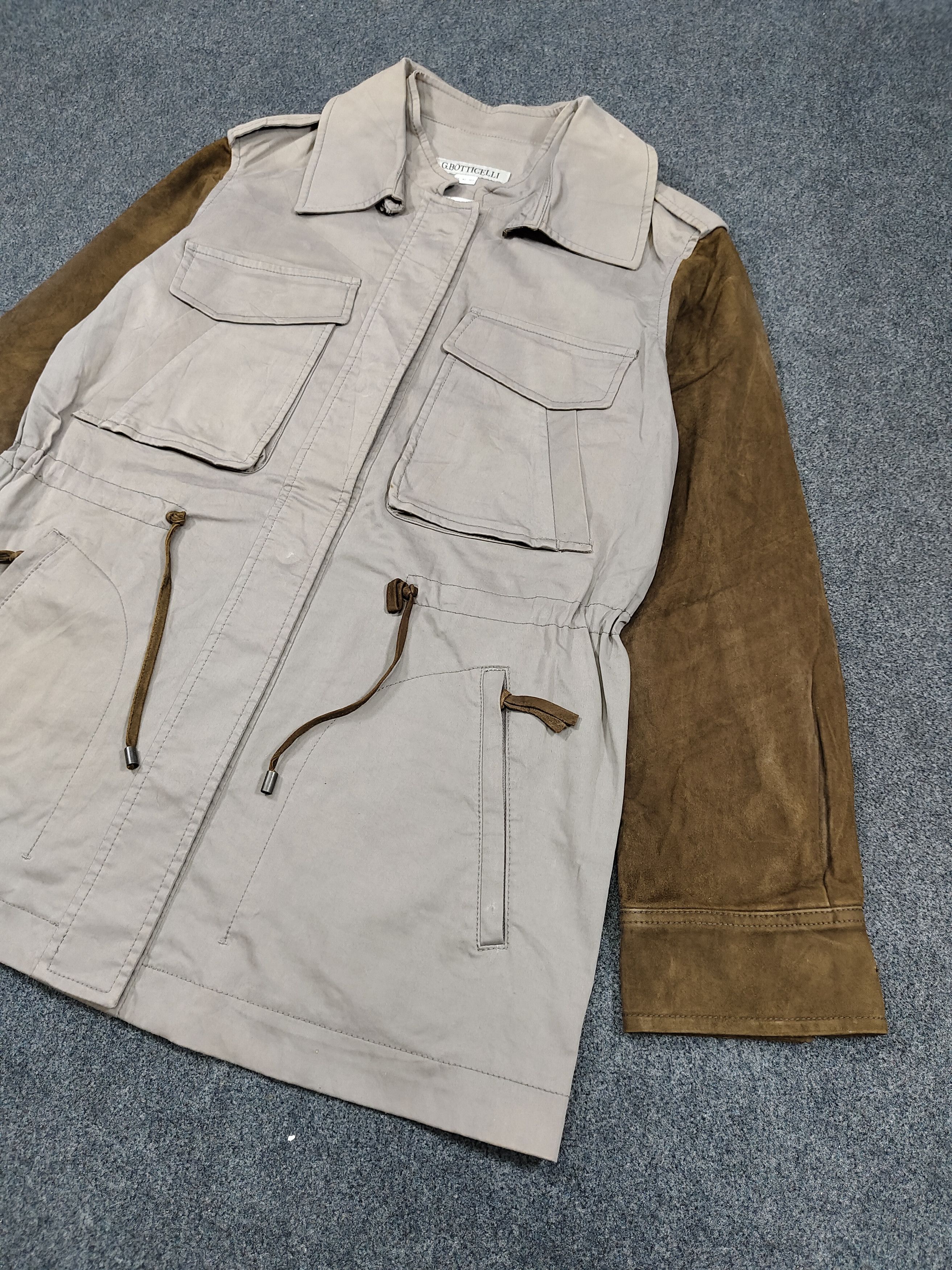Seditionaries 00s G.Botticelli- Suede Sleeve Safari Style Utility Jacket Size M / US 6-8 / IT 42-44 - 3 Thumbnail