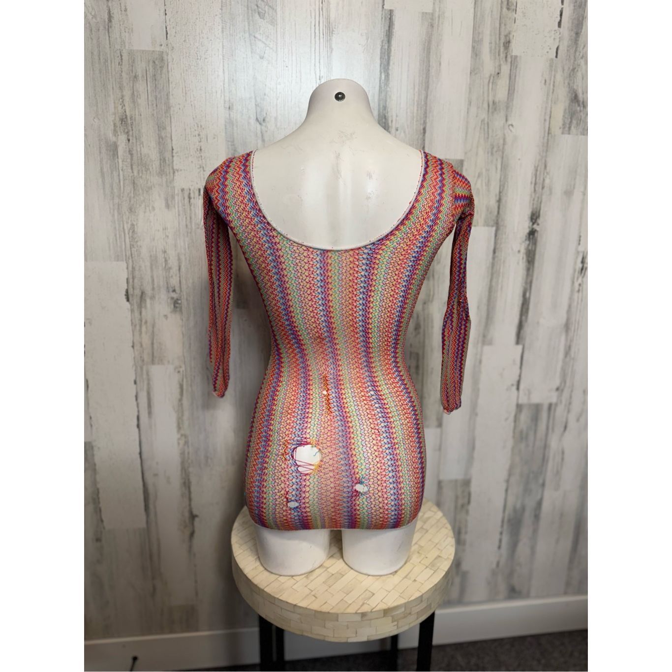 Other Boho Rainbow Crochet Mini Dress Size Small Long Sleeve Festi Size S / US 4 / IT 40 - 2 Thumbnail
