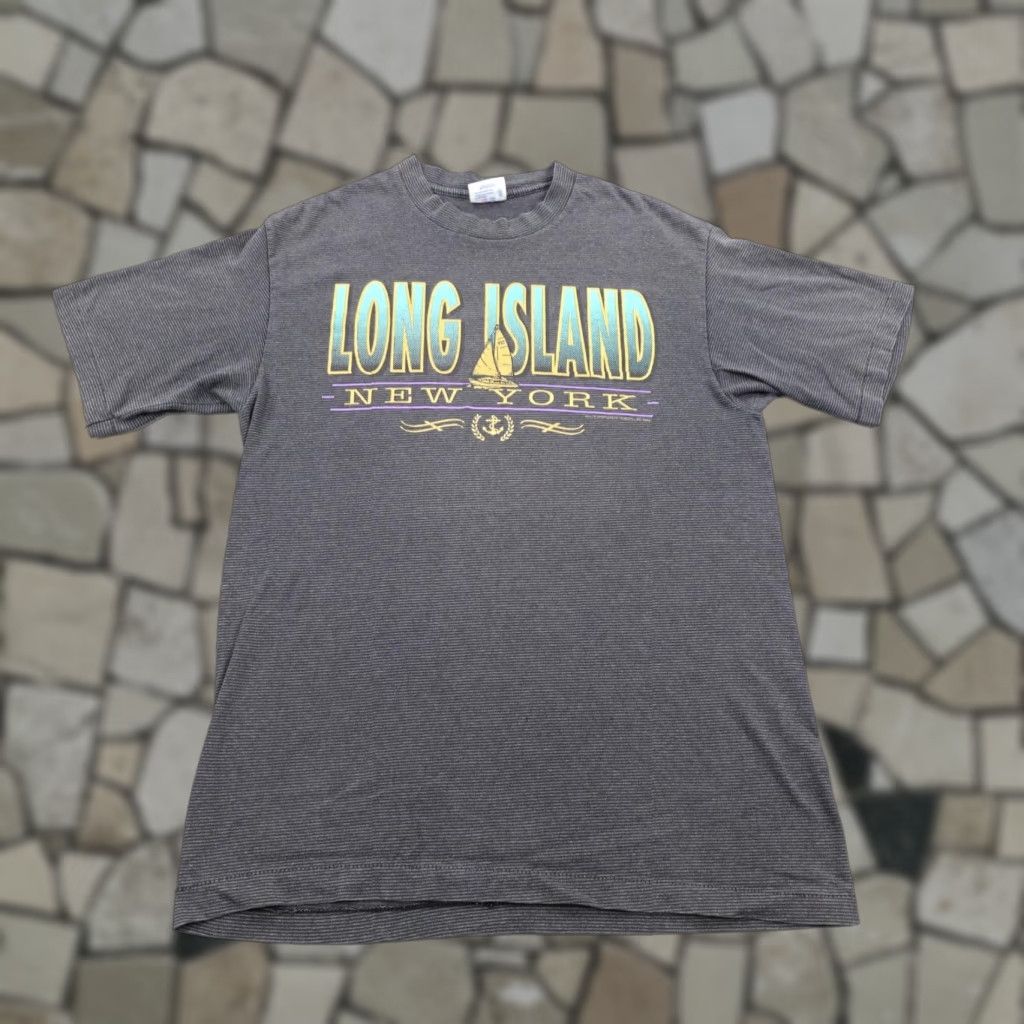 TEE JAYS VINTAGE Long Island New York Shirt Mens Large Gray Single Stitch Sail Boat 90s Tee Jays Cotton Polyester Crew Neck Short Sleeve Graphic Print Size US L / EU 52-54 / 3 - 1 Thumbnail