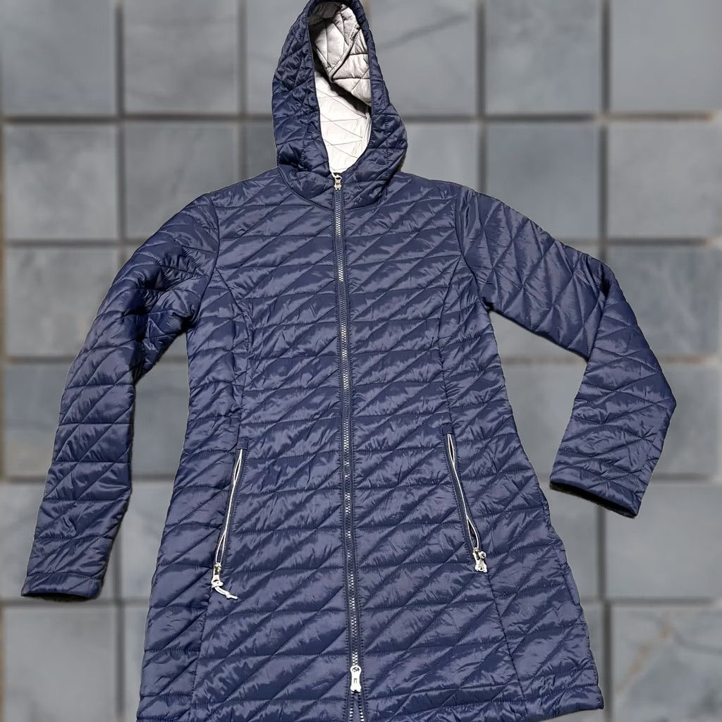 Stoic Stoic Puffer Jacket Womens Small Blue Hooded Long Coat Jacket (Blue) Womens S Size S / US 4 / IT 40 - 1 Thumbnail
