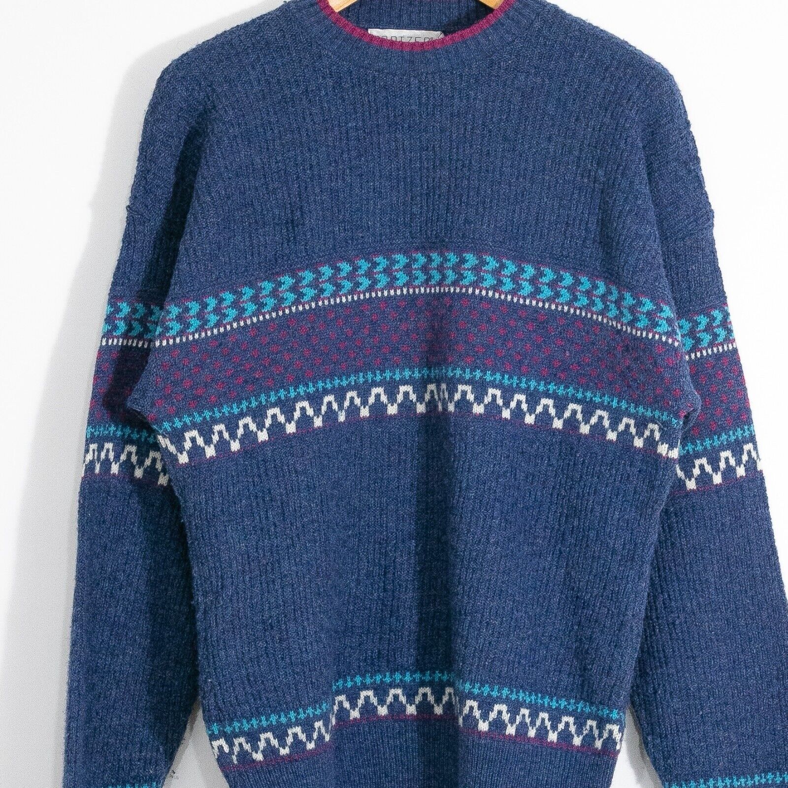 Jantzen × Vintage Vintage Jantzen Fair Isle Striped Sweater Mens Large - Wool Size US L / EU 52-54 / 3 - 3 Thumbnail