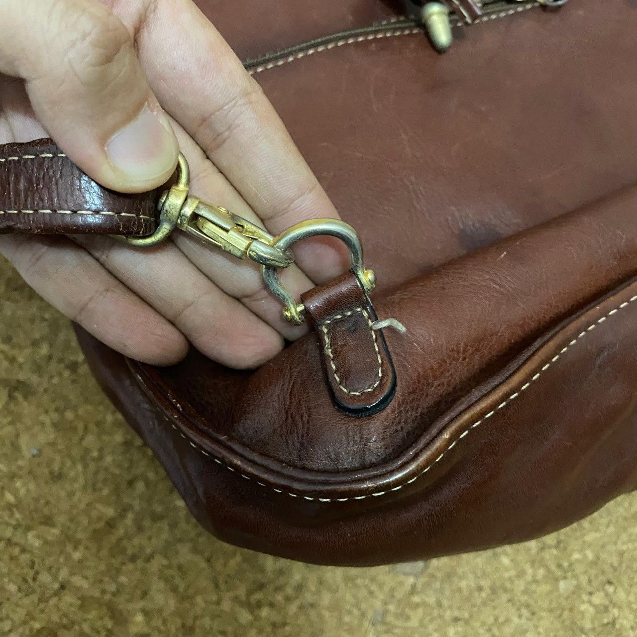 Handmade Texier Vintage Leather Backpack w/ Matching Mini Pouch — Size ONE SIZE - 16 Thumbnail