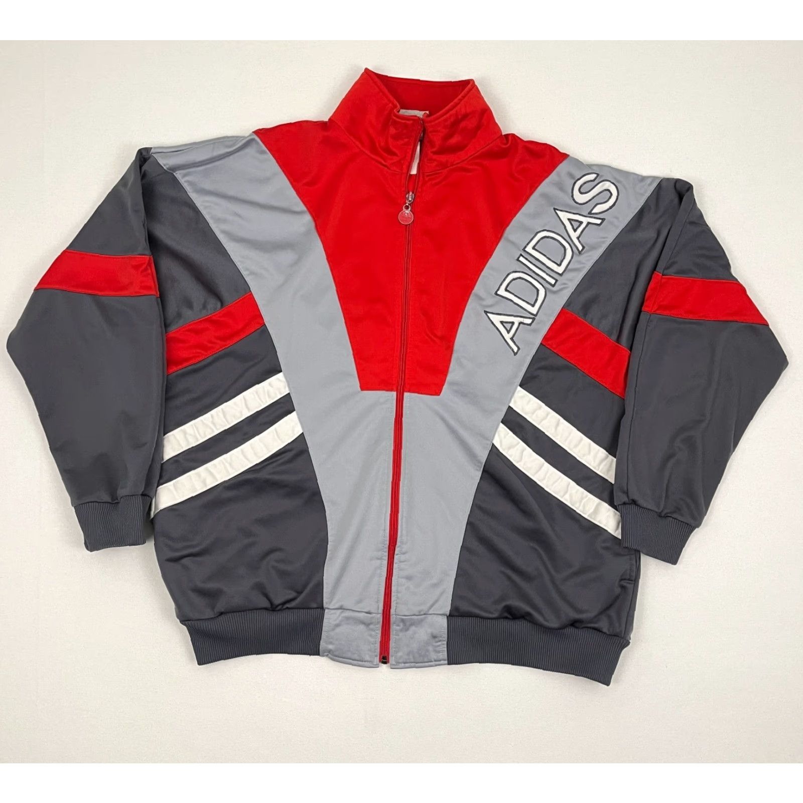 Adidas VINTAGE Adidas Jacket Mens XL 90s Gray Red Active Track Retro Hip Hop Streetwear Y2K Sports Size US XL / EU 56 / 4 - 2 Thumbnail