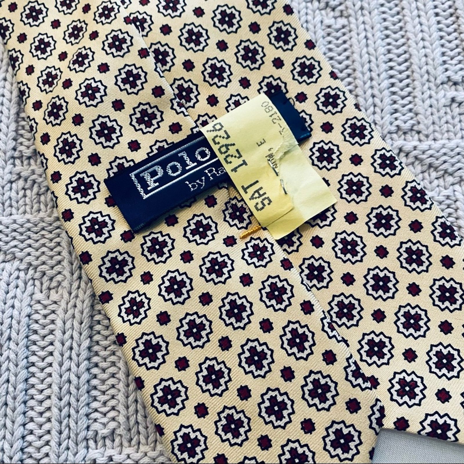 Polo Ralph Lauren Vintage Polo RL yellow patterned silk tie Size ONE SIZE - 3 Thumbnail