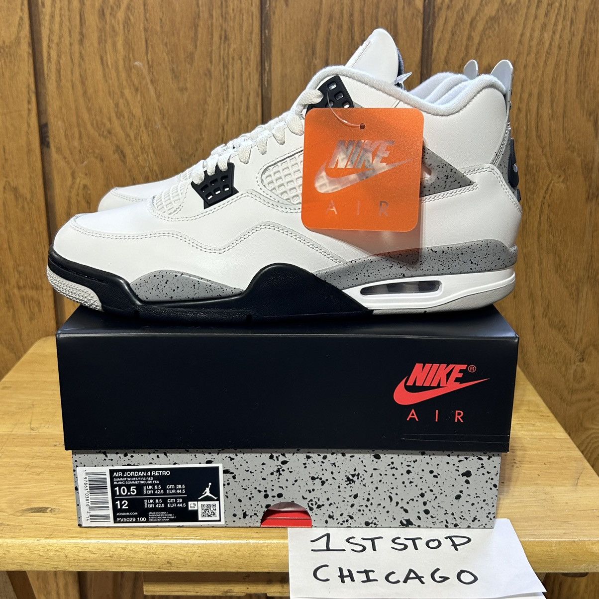 Jordan Brand × Nike Air Jordan 4 Retro OG White Cement 2025 Mens 10.5 FV5029-100 Size US 10.5 / EU 43-44 - 8 Thumbnail