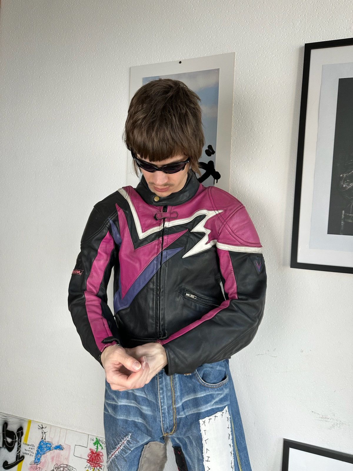 Dainese VINTAGE LEATHER JACKET MOTO RACING NASCAR DAINESE STYLE Size US M / EU 48-50 / 2 - 11 Thumbnail
