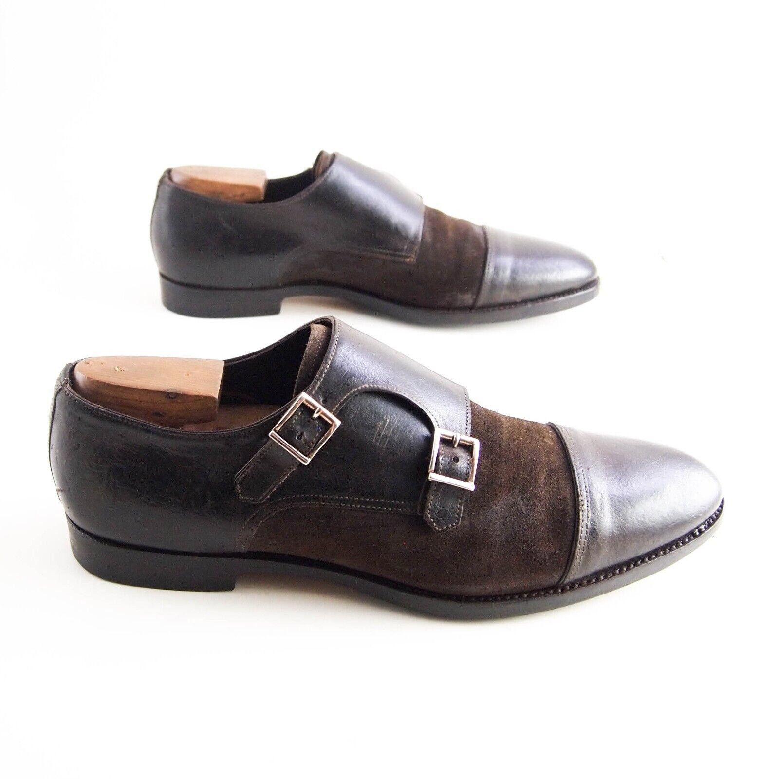 Santoni Santoni Double Monks Brown Leather Suede US 9.5 EU 42.5 Size US 9.5 / EU 42-43 - 4 Thumbnail
