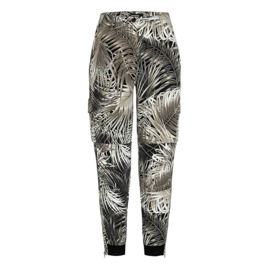 Casio Cambio, Blue Multi Silhouette Leaf Print Silk Blend Cargo Joggers, Women’s 10 Size 32" / US 10 / IT 46 - 14 Thumbnail
