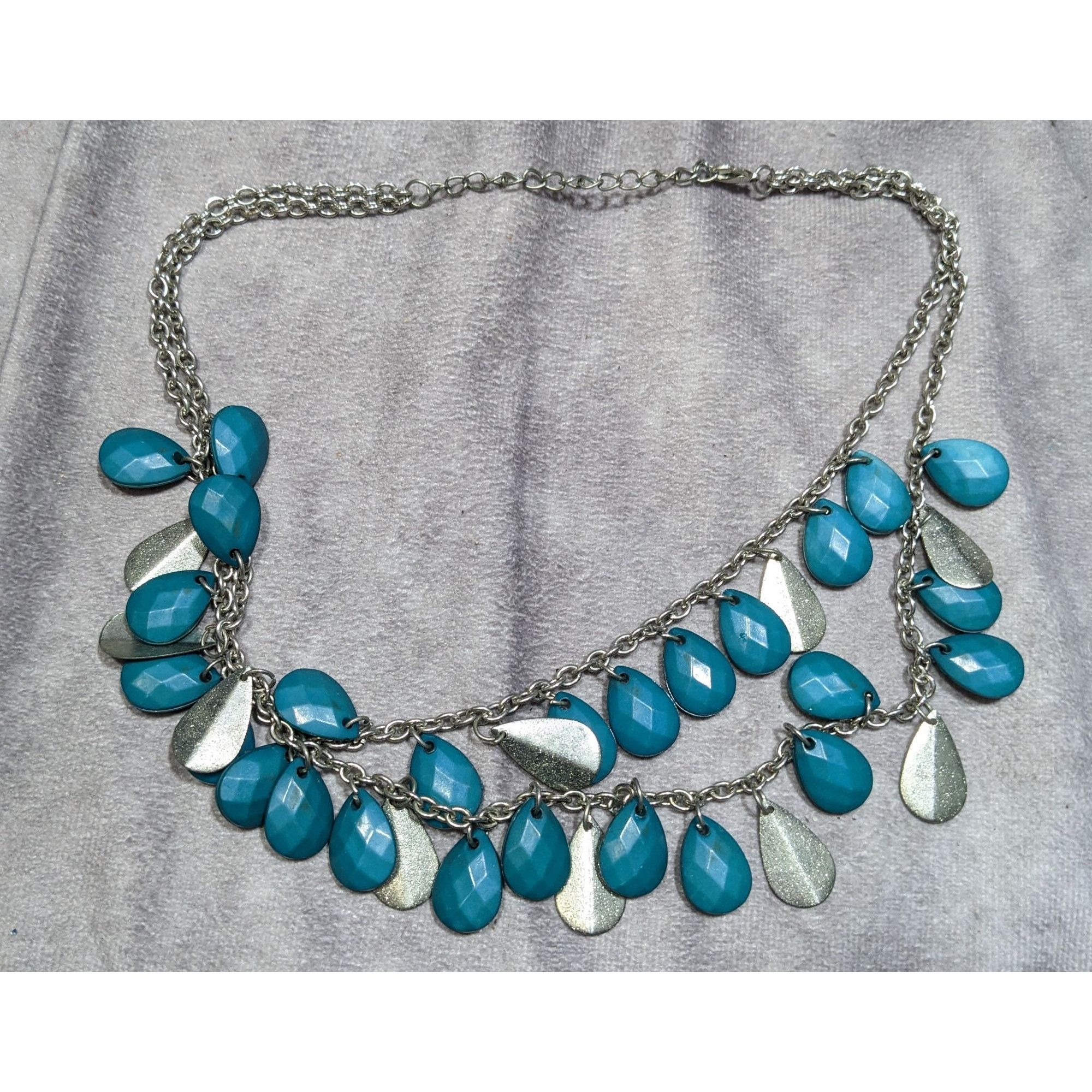Other Layered Silver-Tone Chain Necklace With Turquoise Teardrop B Size ONE SIZE - 5 Thumbnail