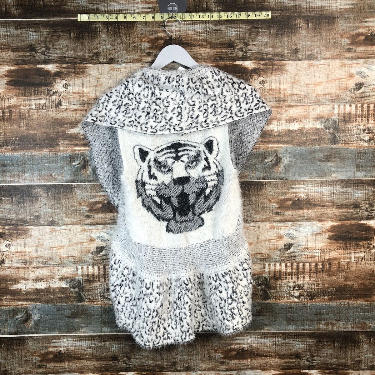Homespun Knitwear × Japanese Brand DL Todo tiger Gray Knitwear cloak capes #C347 Size US XS / EU 42 / 0 - 1 Thumbnail