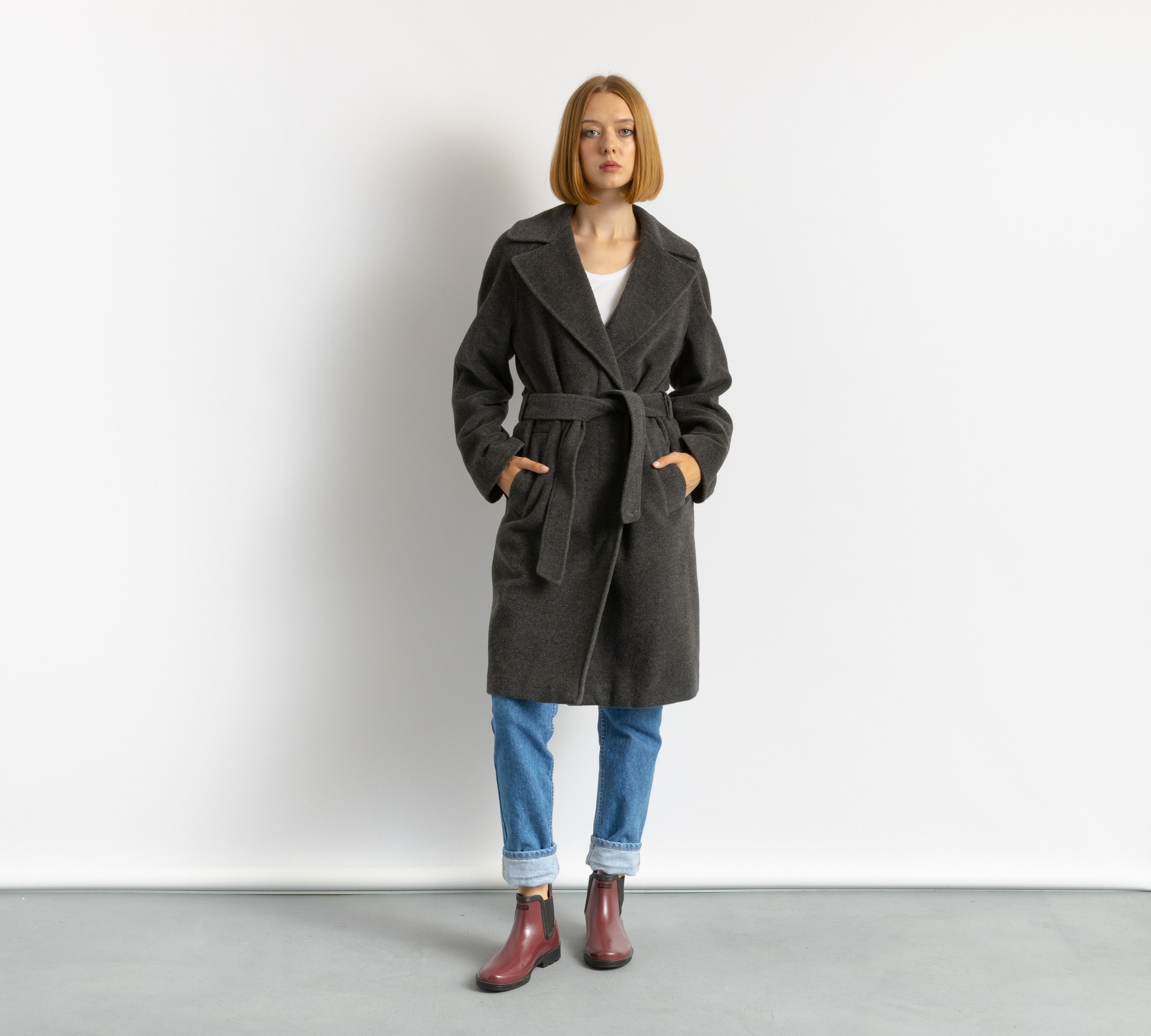 Vintage Preloved Dark Grey Winter Overcoat Long Coat 8713 Size M / US 6-8 / IT 42-44 - 1 Thumbnail