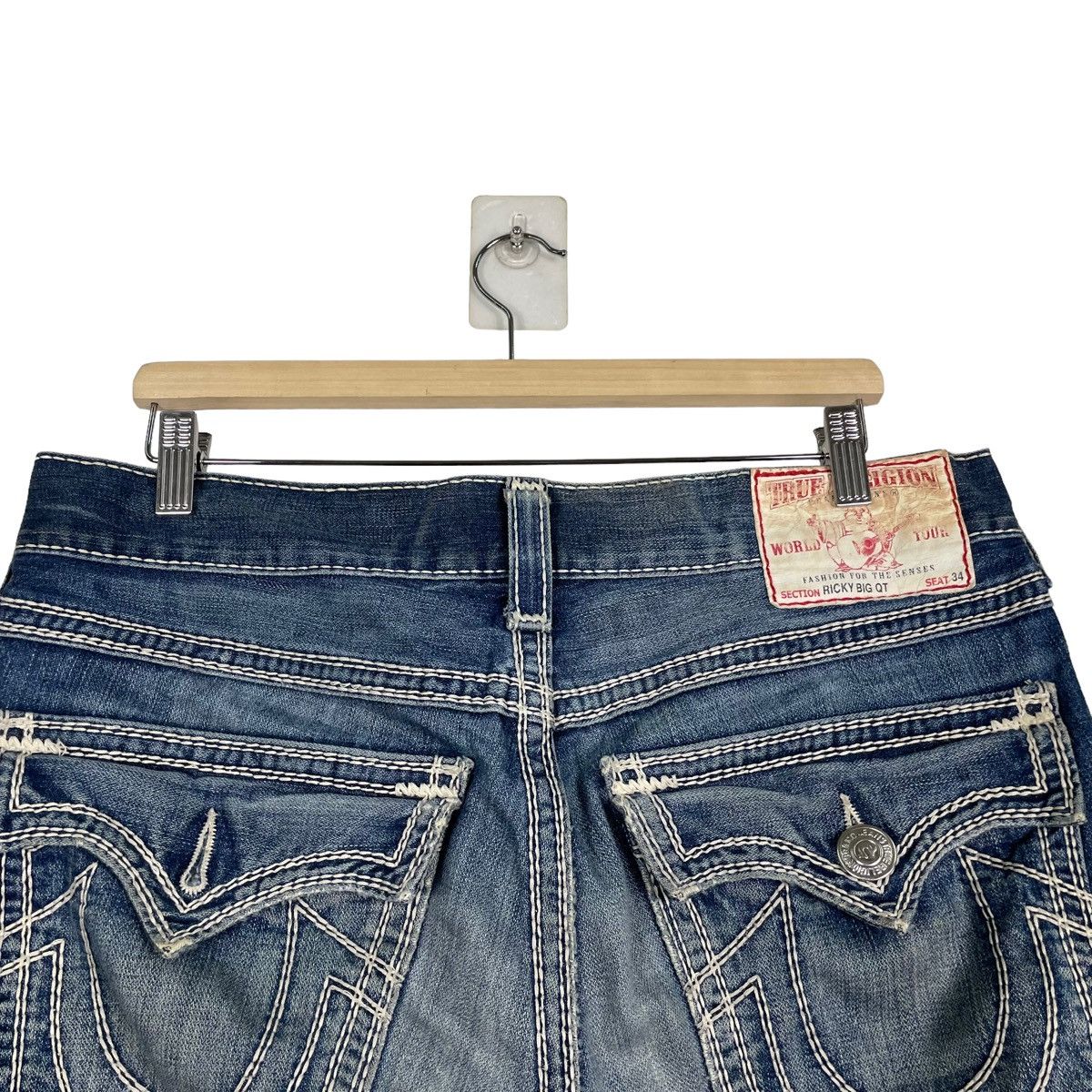 True Religion 💥TRUE RELIGION RICKY BIG DISTRESSED DENIM JEAN Size US 34 / EU 50 - 10 Thumbnail