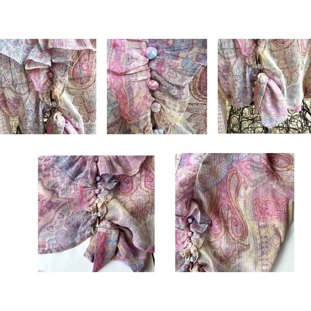Zara Zara Ruffled Knotted Crop Top Blouse Medium Paisley Abstr Size M / US 6-8 / IT 42-44 - 6 Thumbnail
