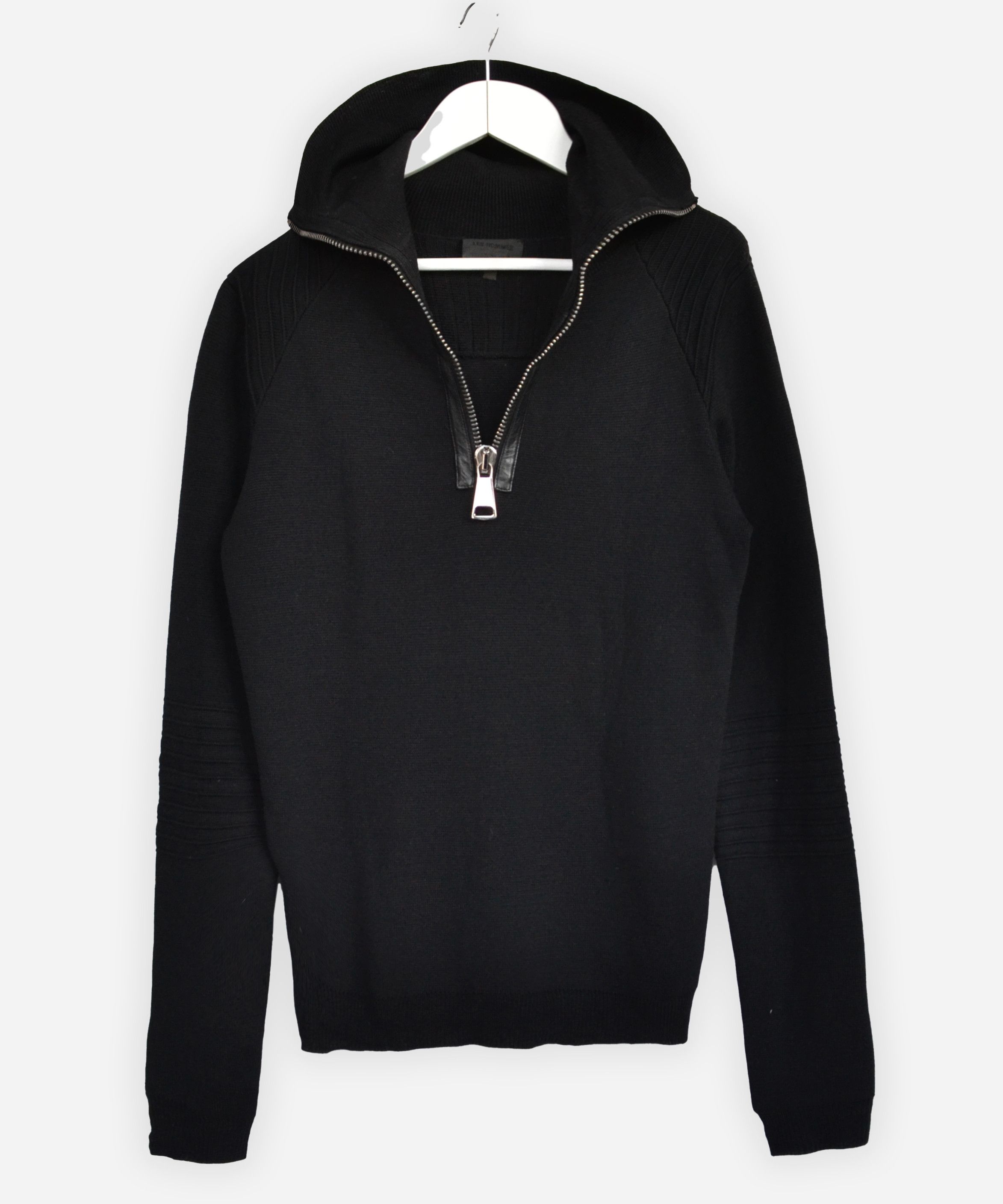 Les Hommes LES HOMMES Sweater Wool Knit Zip Metal Jumper Leather Size US M / EU 48-50 / 2 - 1 Thumbnail