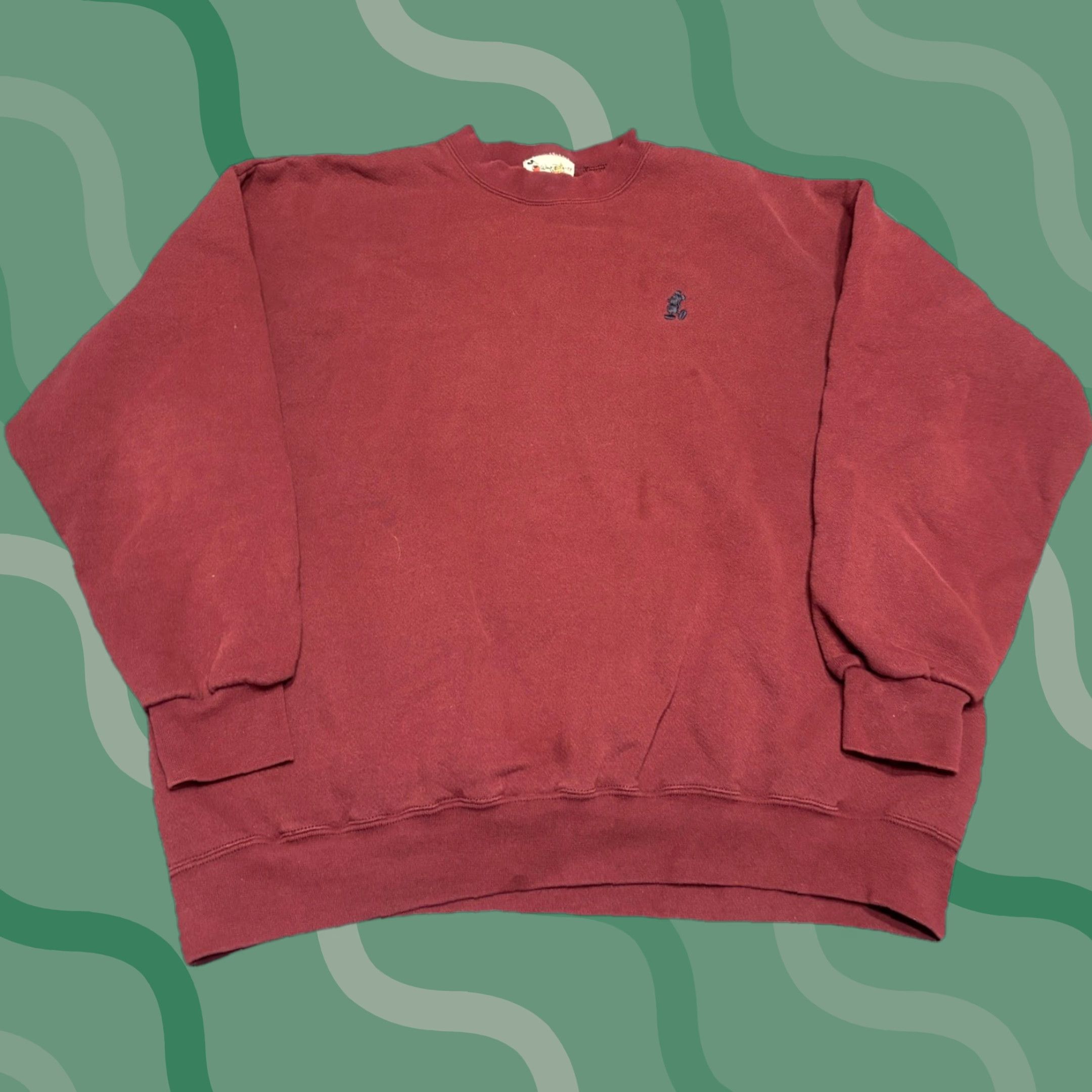 Disney VINTAGE Disney Mickey Mouse Embroidered Sweatshirt Red XL Men Crew Neck Pullover 90s Decade Size US XL / EU 56 / 4 - 1 Thumbnail