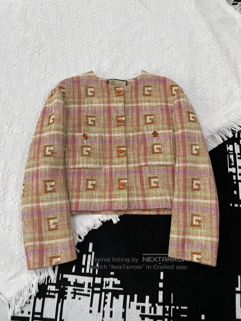 Gucci Gucci Colourful tweed plaid full logo jacket Size S / US 4 / IT 40 - 1 Thumbnail