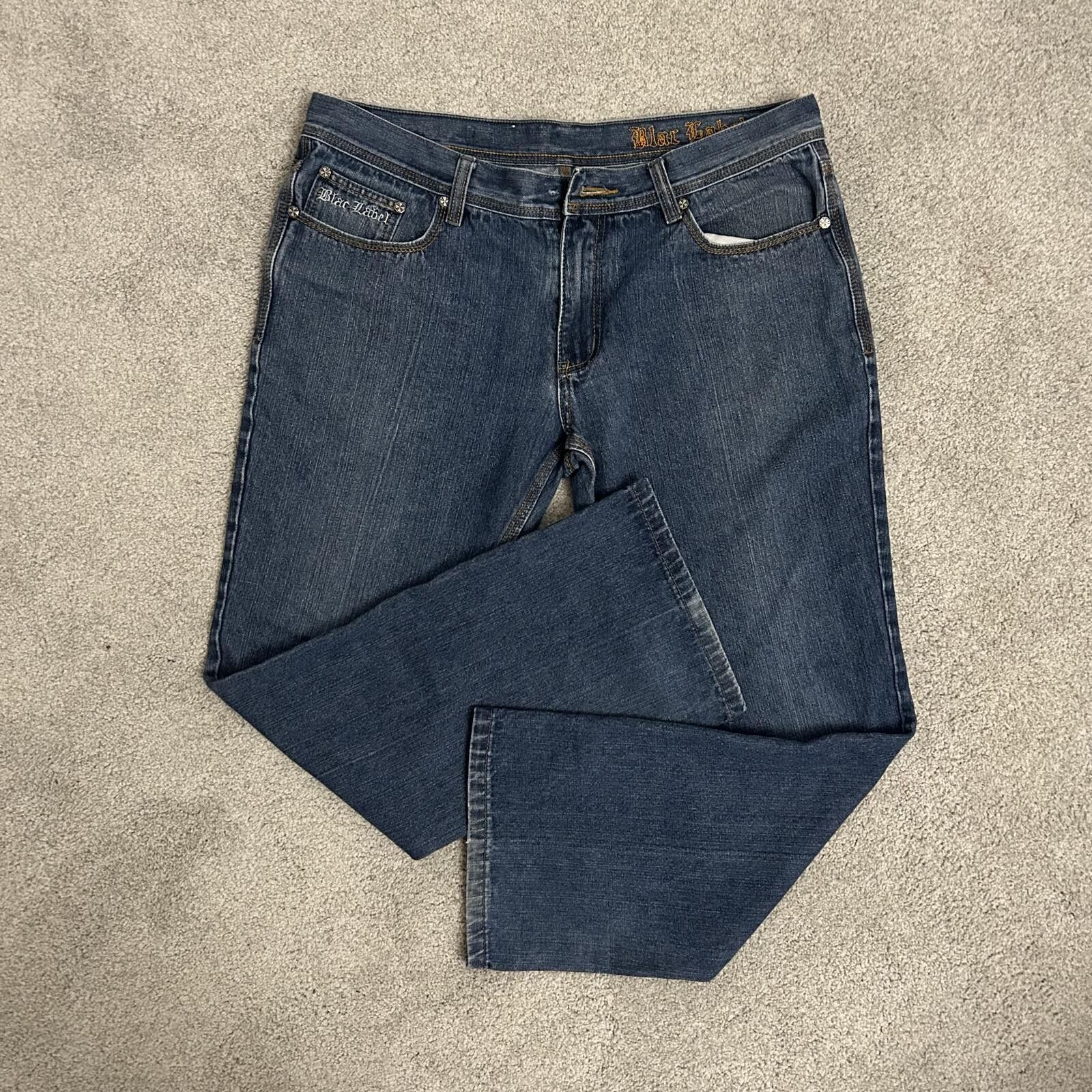 Black Label Blac Label men’s 38x30 Jeans w/ Embroidered Skull NO BUTTON Size US 38 / EU 54 - 1 Thumbnail