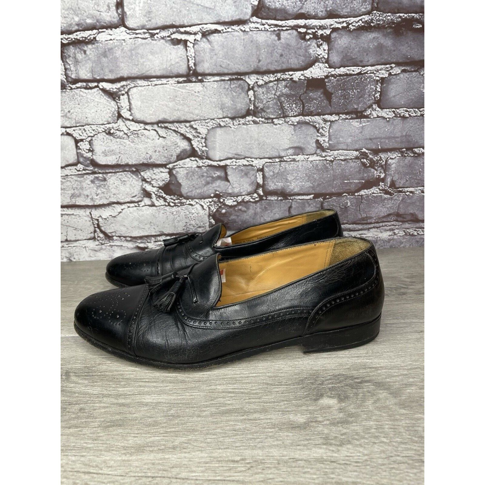 Mezlan MEZLAN HAVANA Black Leather Wingtip Tassel Loafers Shoes Men Size US 10.5 / EU 43-44 - 19 Thumbnail