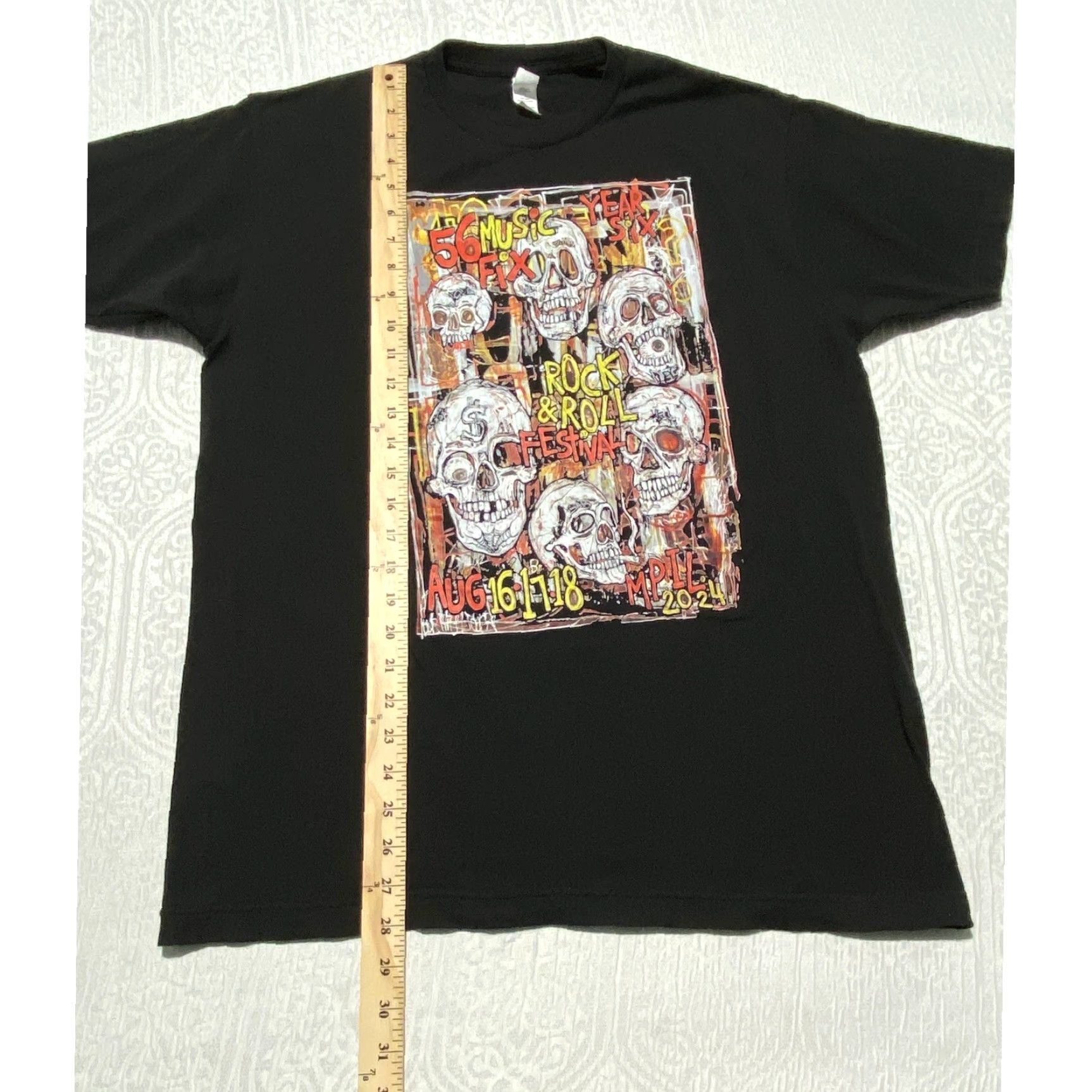 Tultex Tulttex Rock and Roll Festival Skull Graphic T Shirt Black Large Size US L / EU 52-54 / 3 - 6 Thumbnail